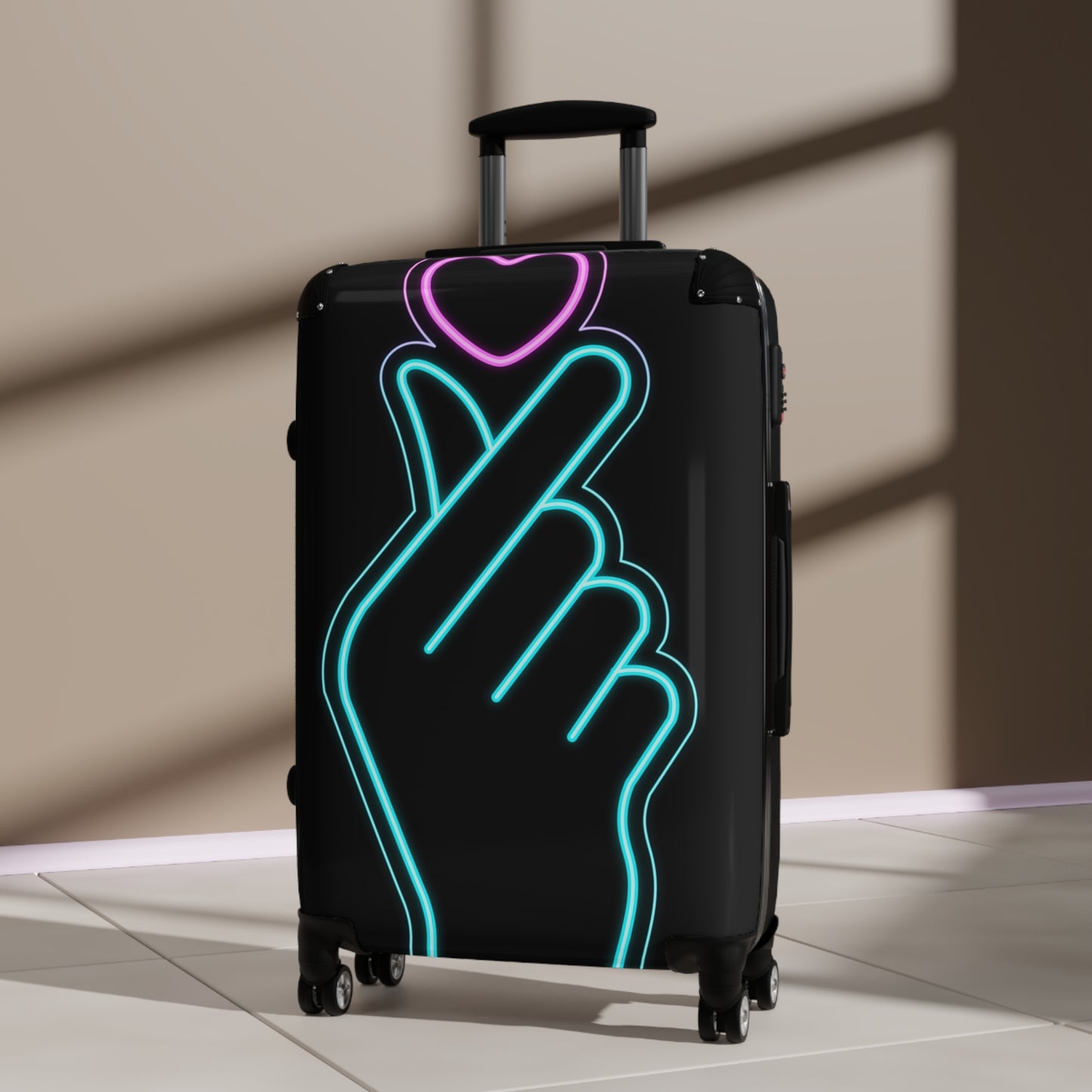 Love Glowing Finger Heart Art Carry-On Suitcase - Stylish Luggage for Travelers