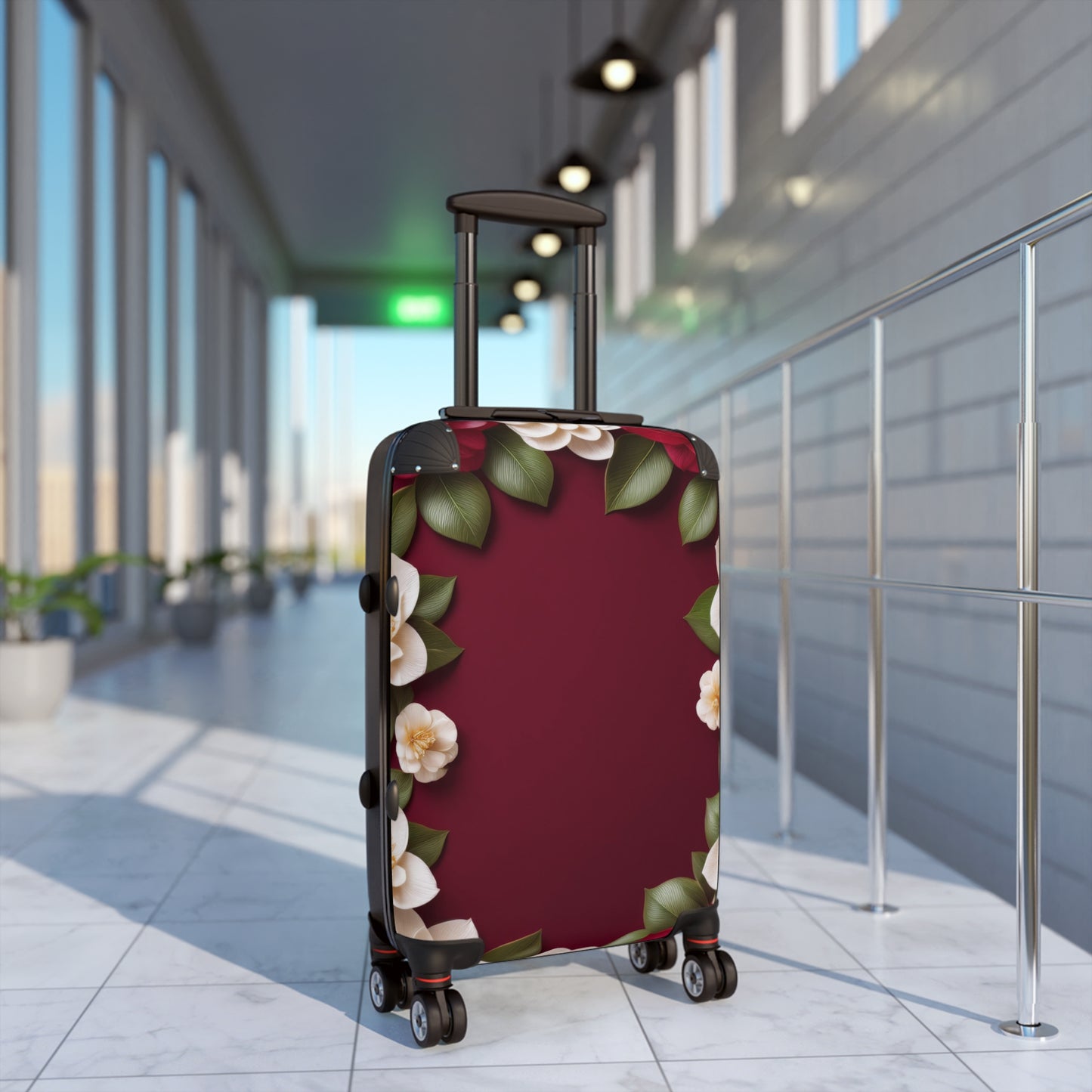 Nature Flowers Floral Red and White Art Carry-On Suitcase - Stylish Luggage for Travelers