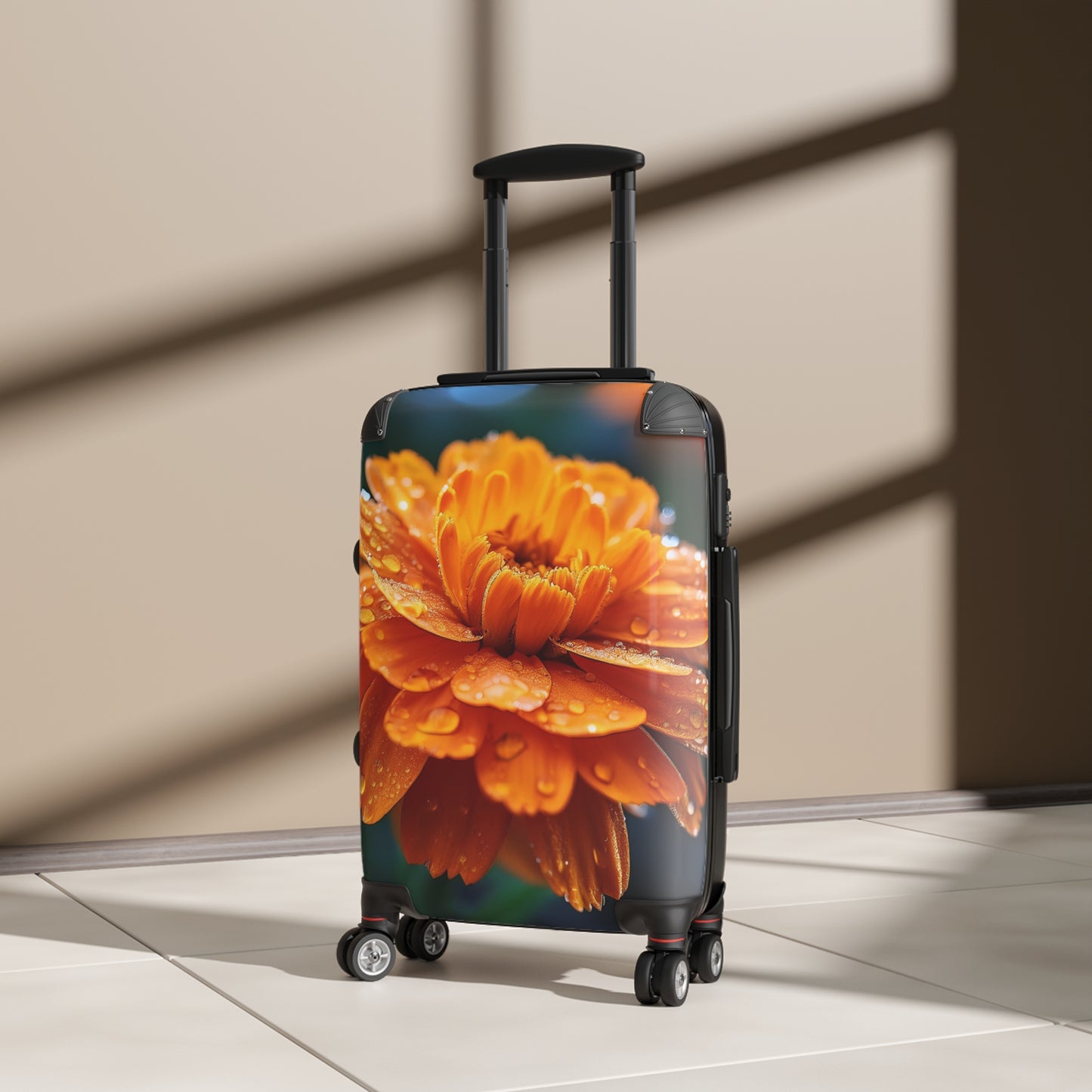 Nature Flowers Floral Orange Flower With Dew Drops Art Carry-On Suitcase - Stylish Luggage for Travelers