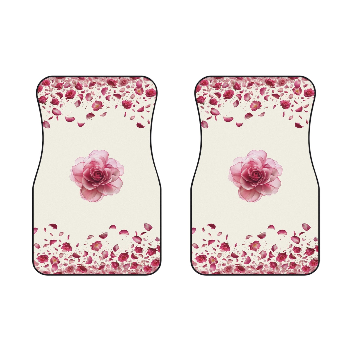 Flowers Pink Rose Petals Car Floor Mats – 2-Piece Front Set, Durable & Stylish, Universal Fit