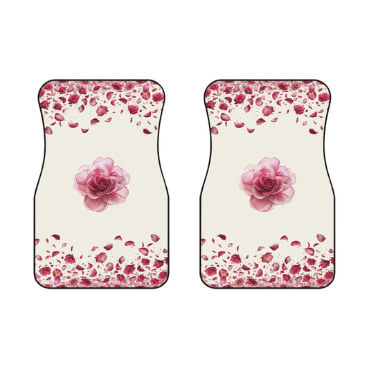 Flowers Pink Rose Petals Car Floor Mats – 2-Piece Front Set, Durable & Stylish, Universal Fit