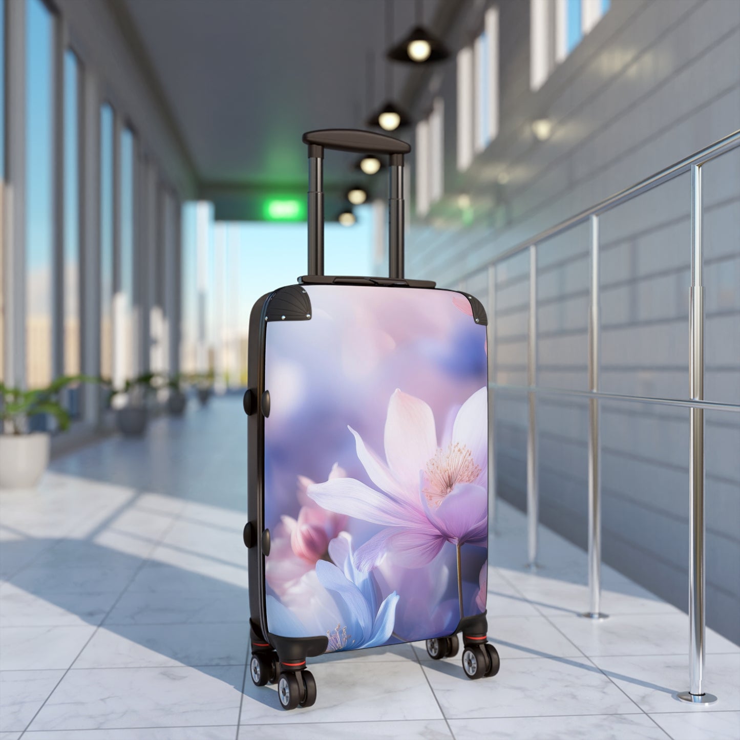 Nature Flowers Floral Blue and Pink Art Carry-On Suitcase - Stylish Luggage for Travelers