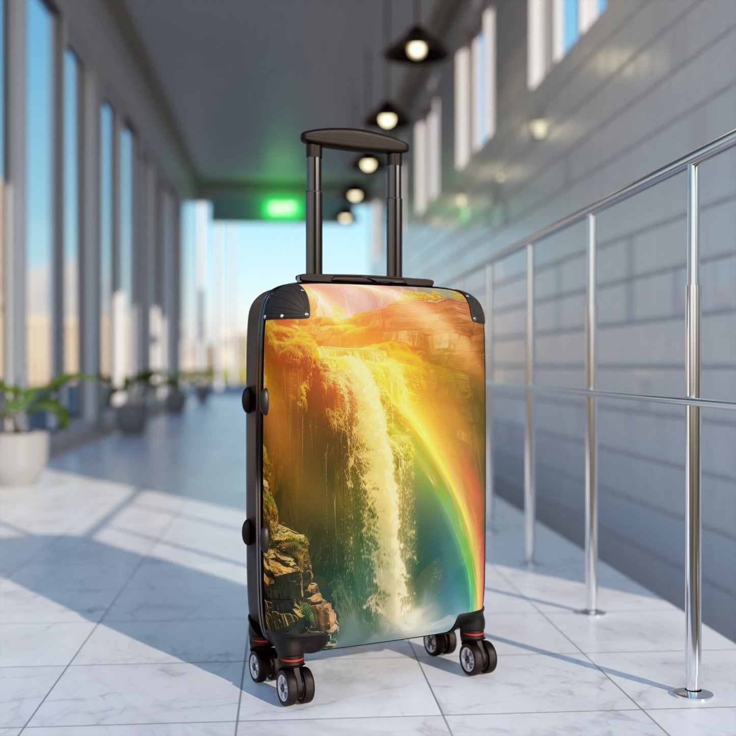 Nature Waterfall Rainbow Art Carry-On Suitcase - Stylish Luggage for Travelers