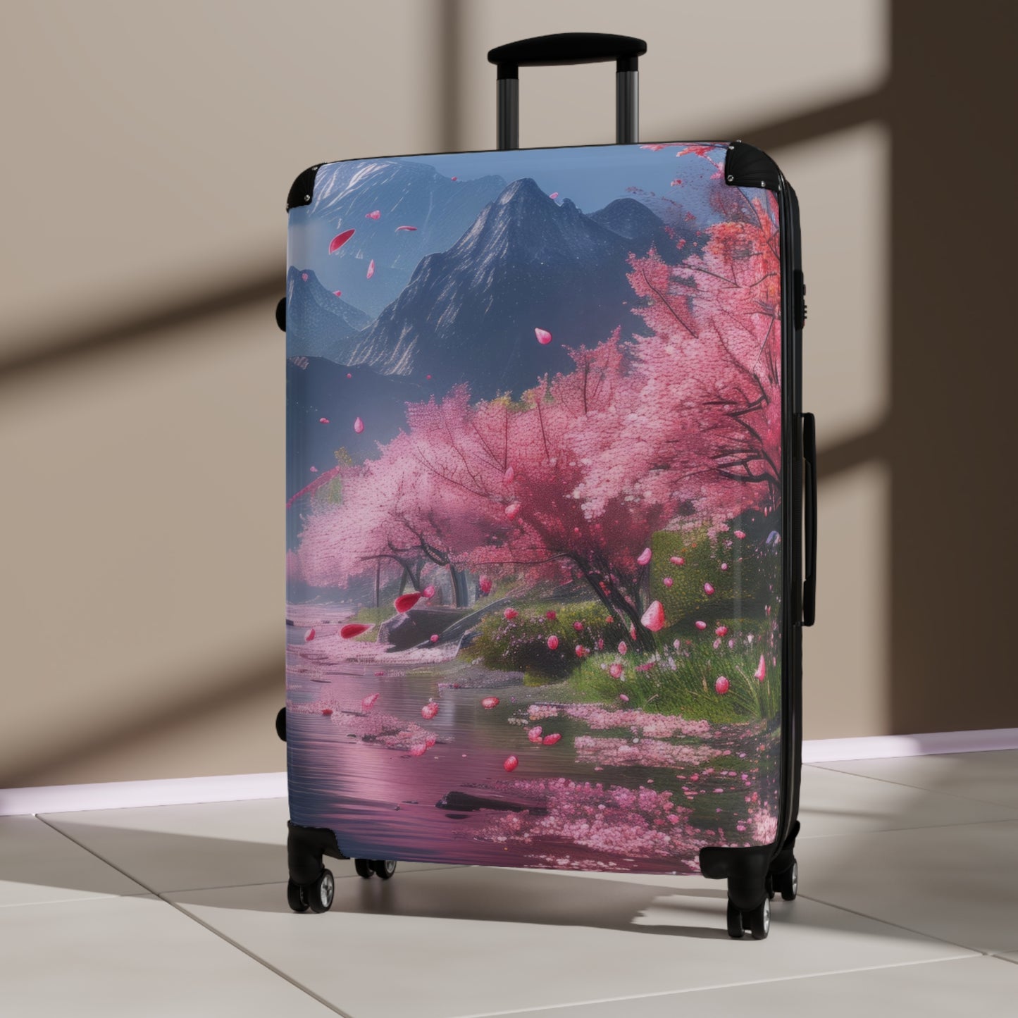 Nature Cherry Blossom Mountains Art Carry-On Suitcase - Stylish Luggage for Travelers