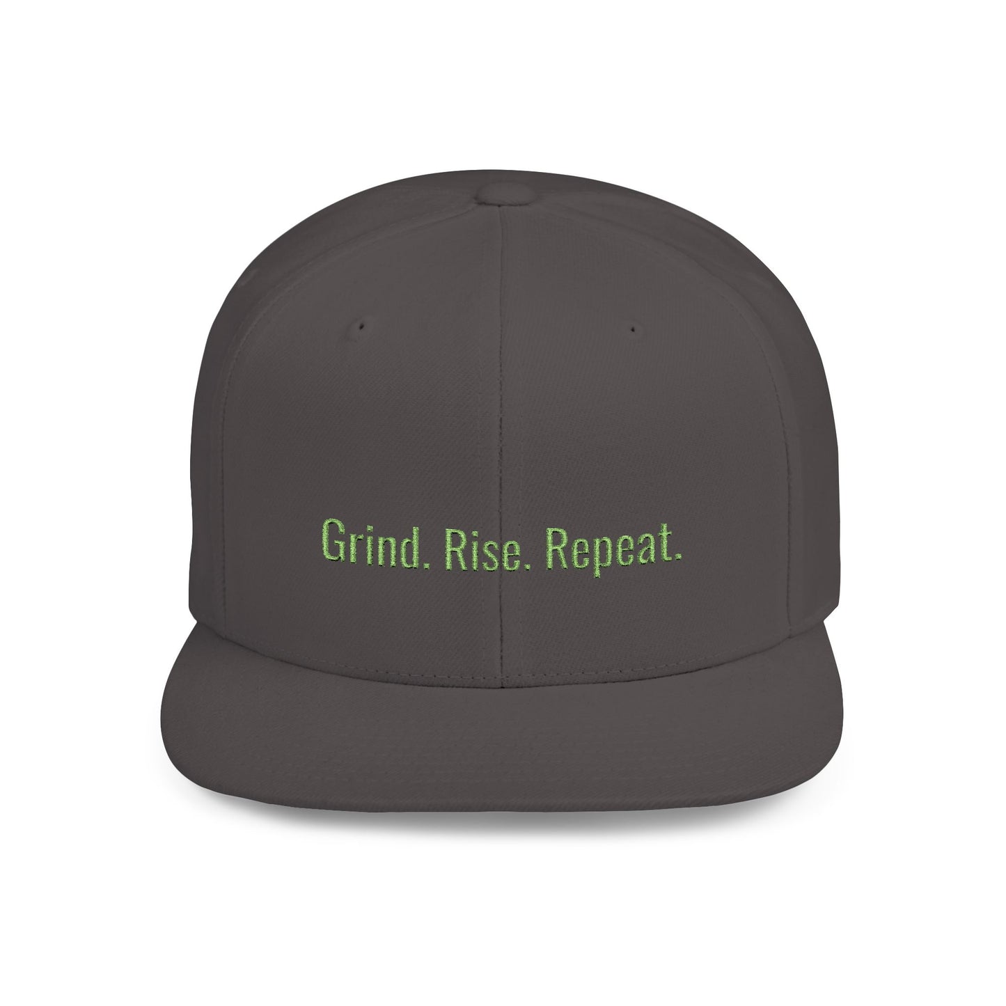 Text Grind Rise Repeat Flat Bill Snapback – Lightweight, Custom Fit, Premium Quality