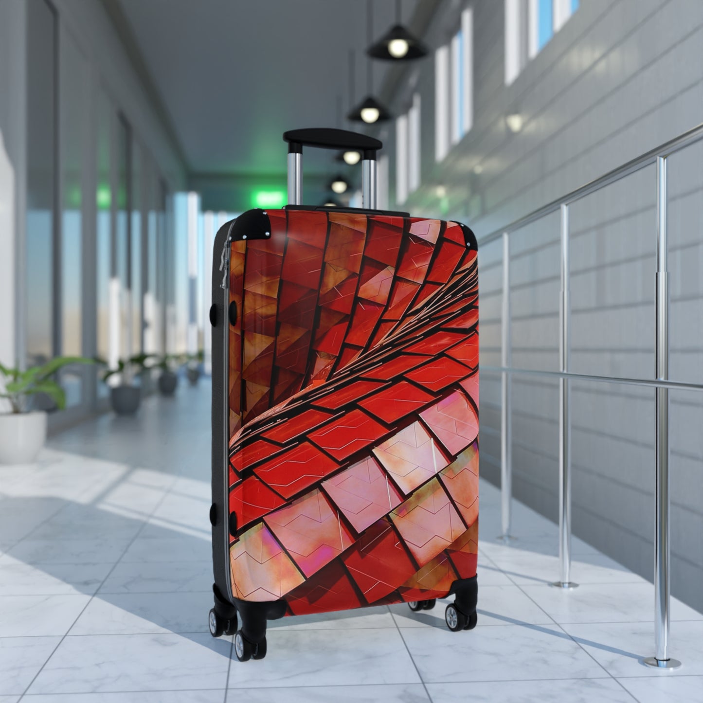 Abstract Red Roof Tiles Art Carry-On Suitcase - Stylish Luggage for Travelers