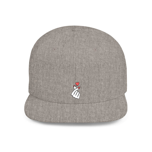 Icons Embroidered Heart Hand Gesture Flat Bill Snapback – Lightweight, Custom Fit, Premium Quality