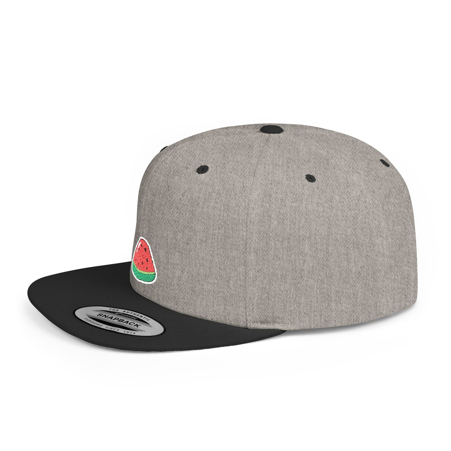 Icons Embroidered Watermelon Flat Bill Snapback – Lightweight, Custom Fit, Premium Quality