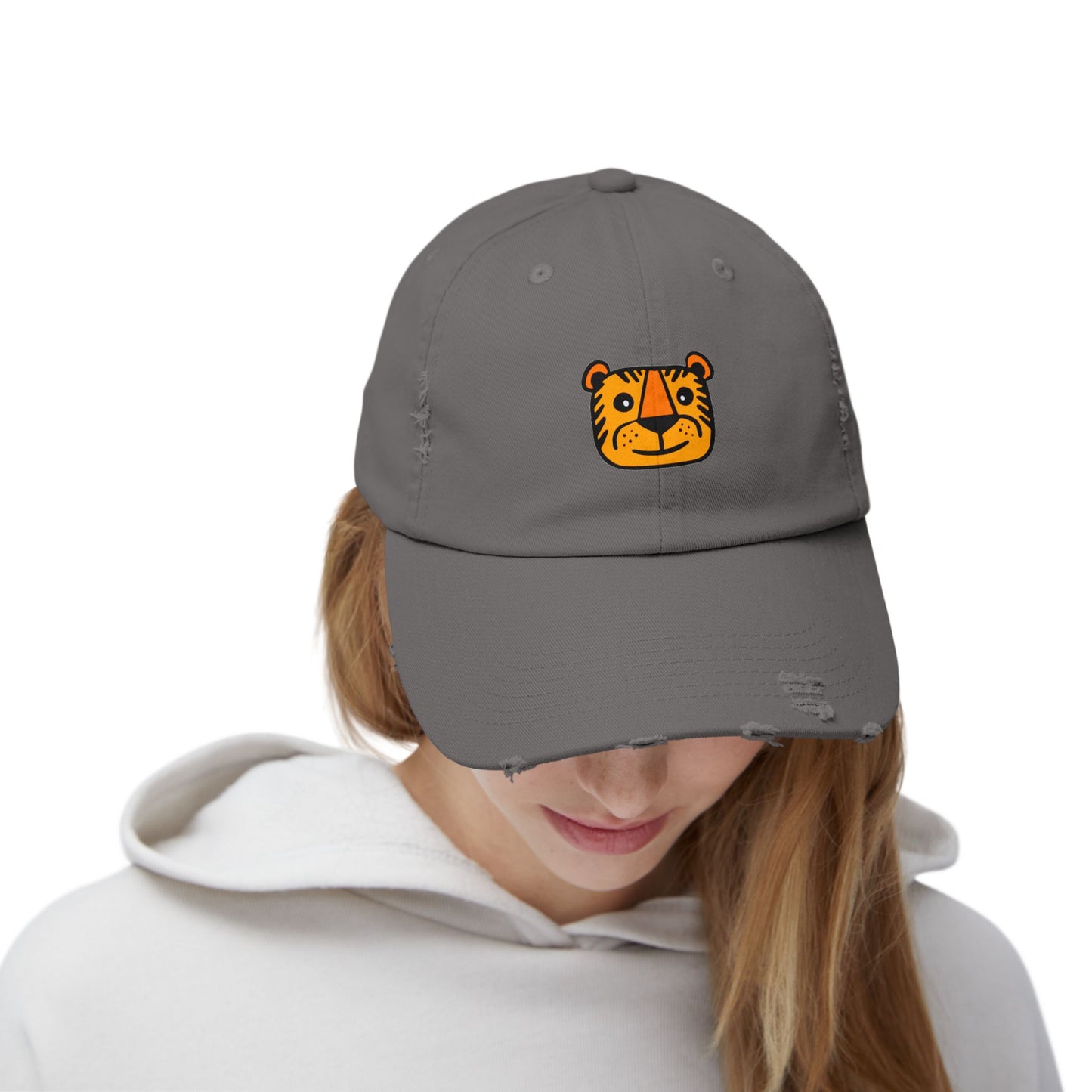 Tiger Vintage Distressed Dad Hat Unisex Adjustable Cotton Twill Baseball Cap for Casual Everyday Wear