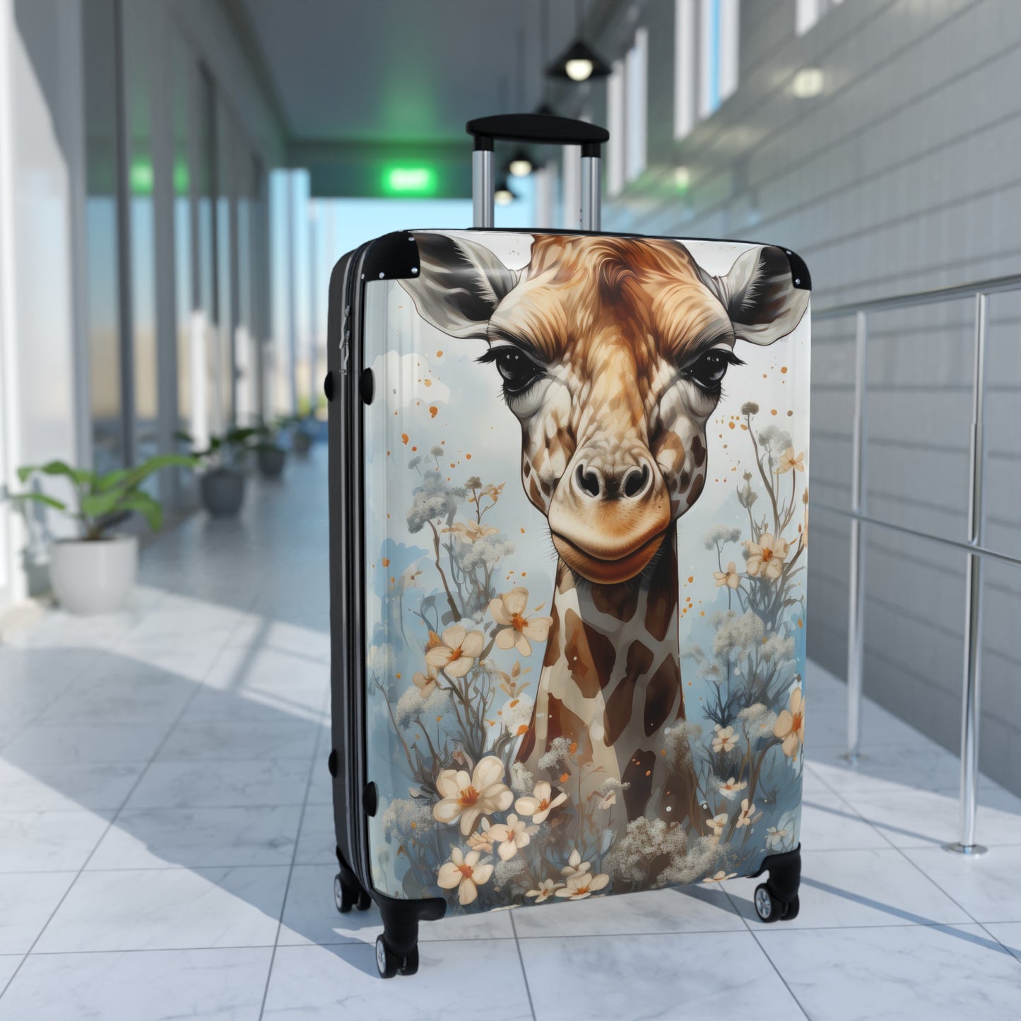 Nature Giraffe Floral Flowers Art Carry-On Suitcase - Stylish Luggage for Travelers