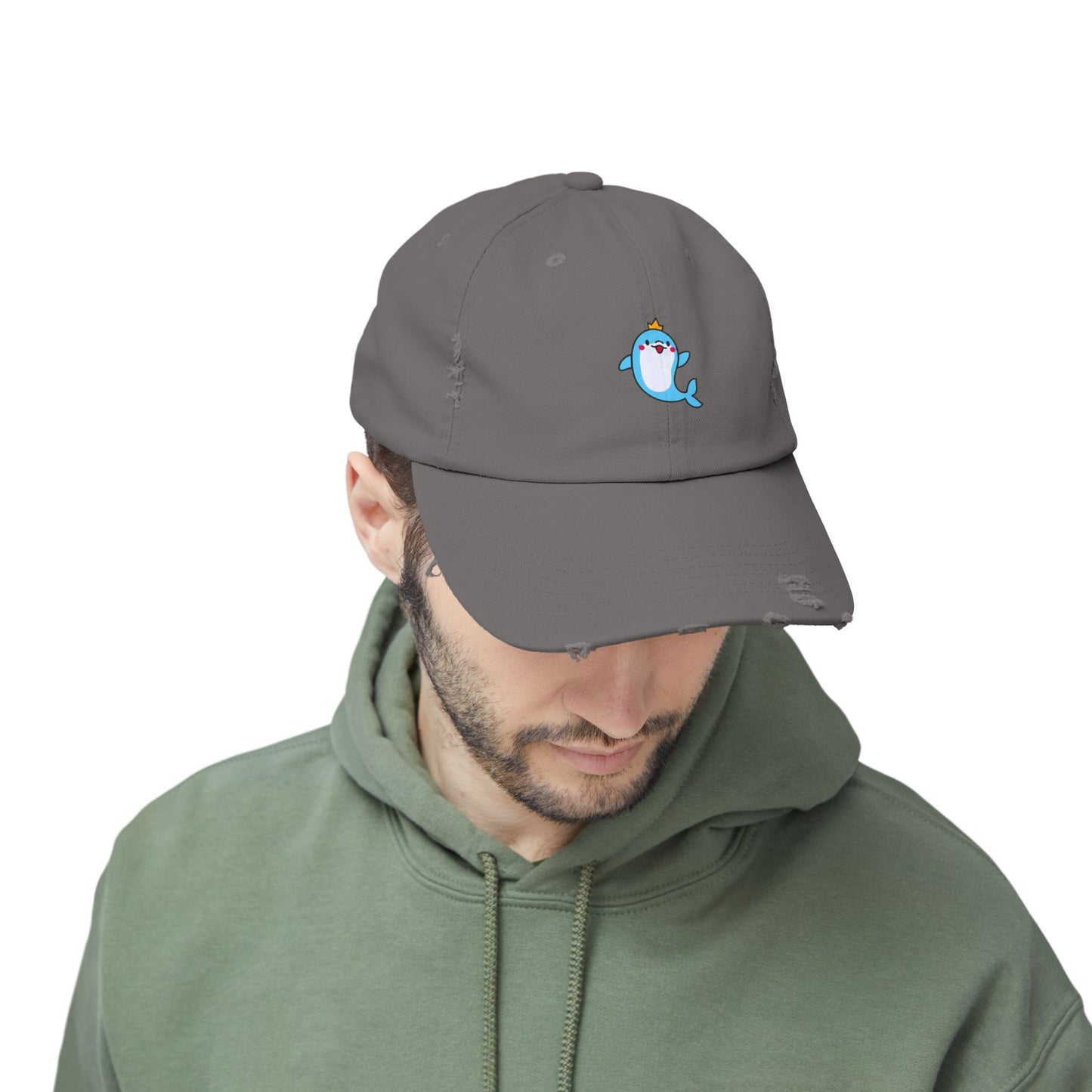 Dolphin Crown Vintage Distressed Dad Hat Unisex Adjustable Cotton Twill Baseball Cap for Casual Everyday Wear