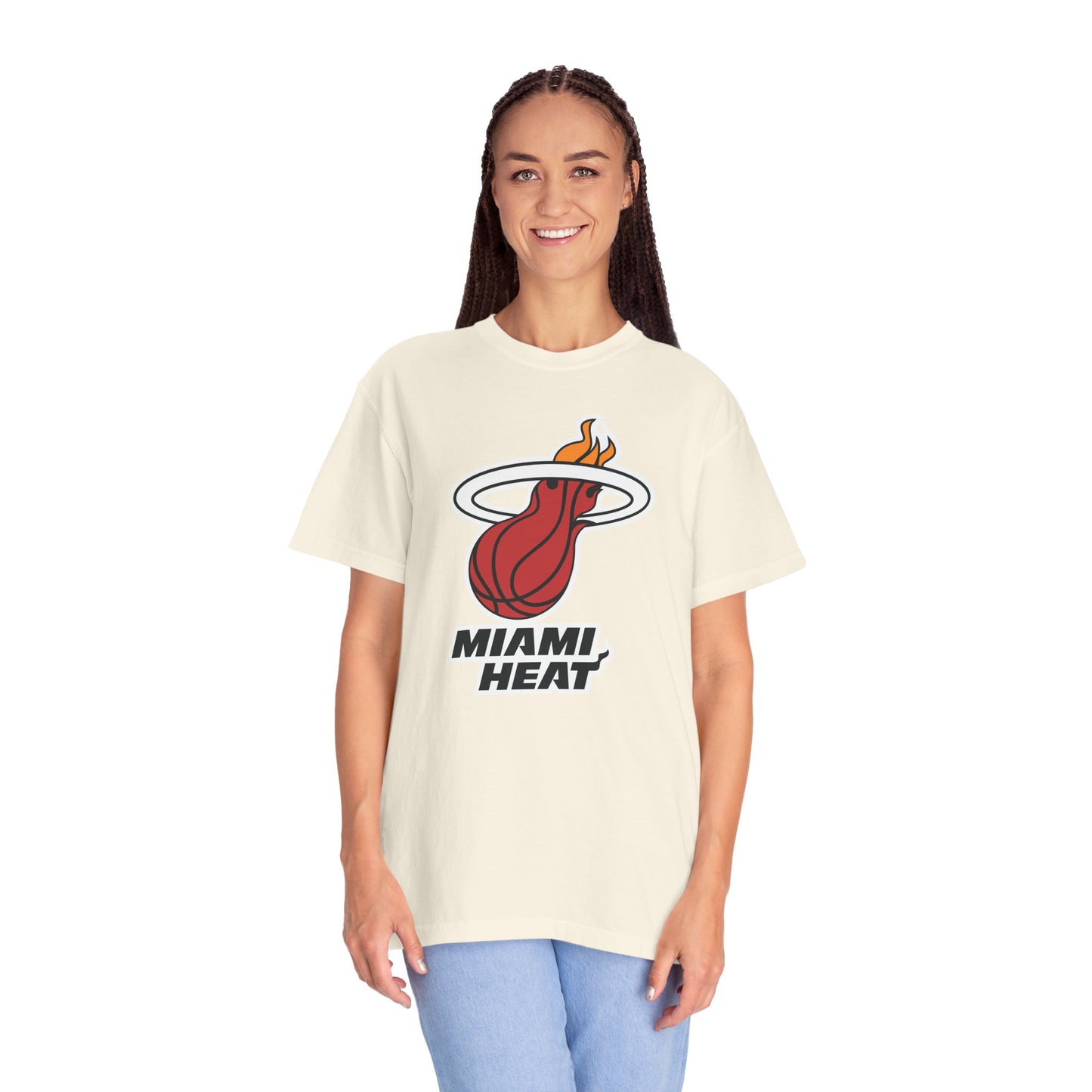 Miami Heat Street Ball Style Garment-Dyed T-Shirt – Premium Cotton Tee for Customization