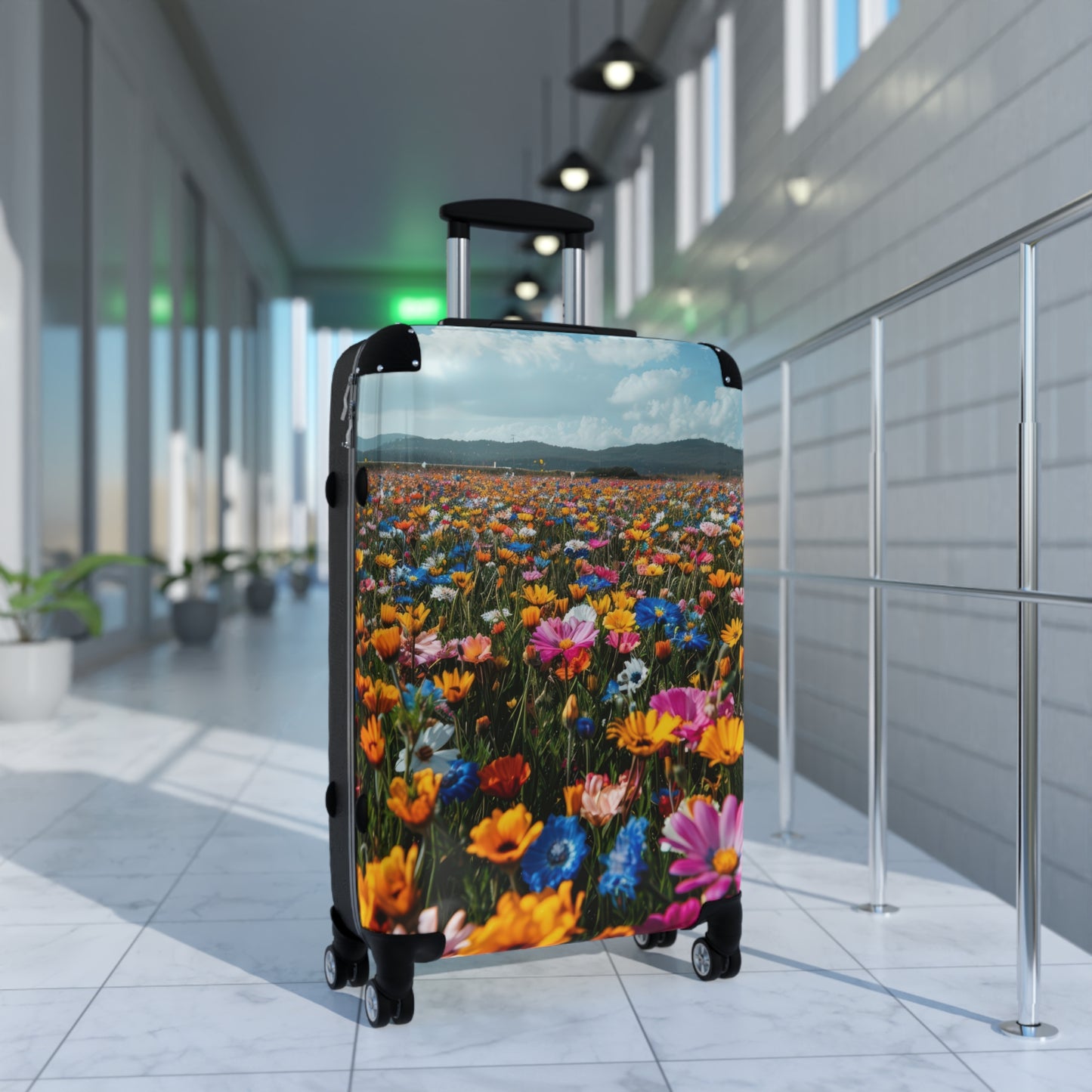 Nature Flowers Floral Vibrant Field Art Carry-On Suitcase - Stylish Luggage for Travelers