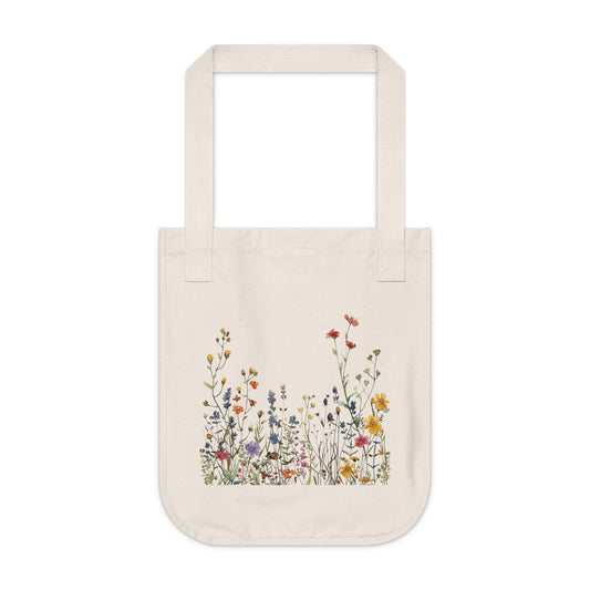 Flowers Background Floral Organic Canvas Tote Bag – Eco-Friendly Shopping & Beach Accessory