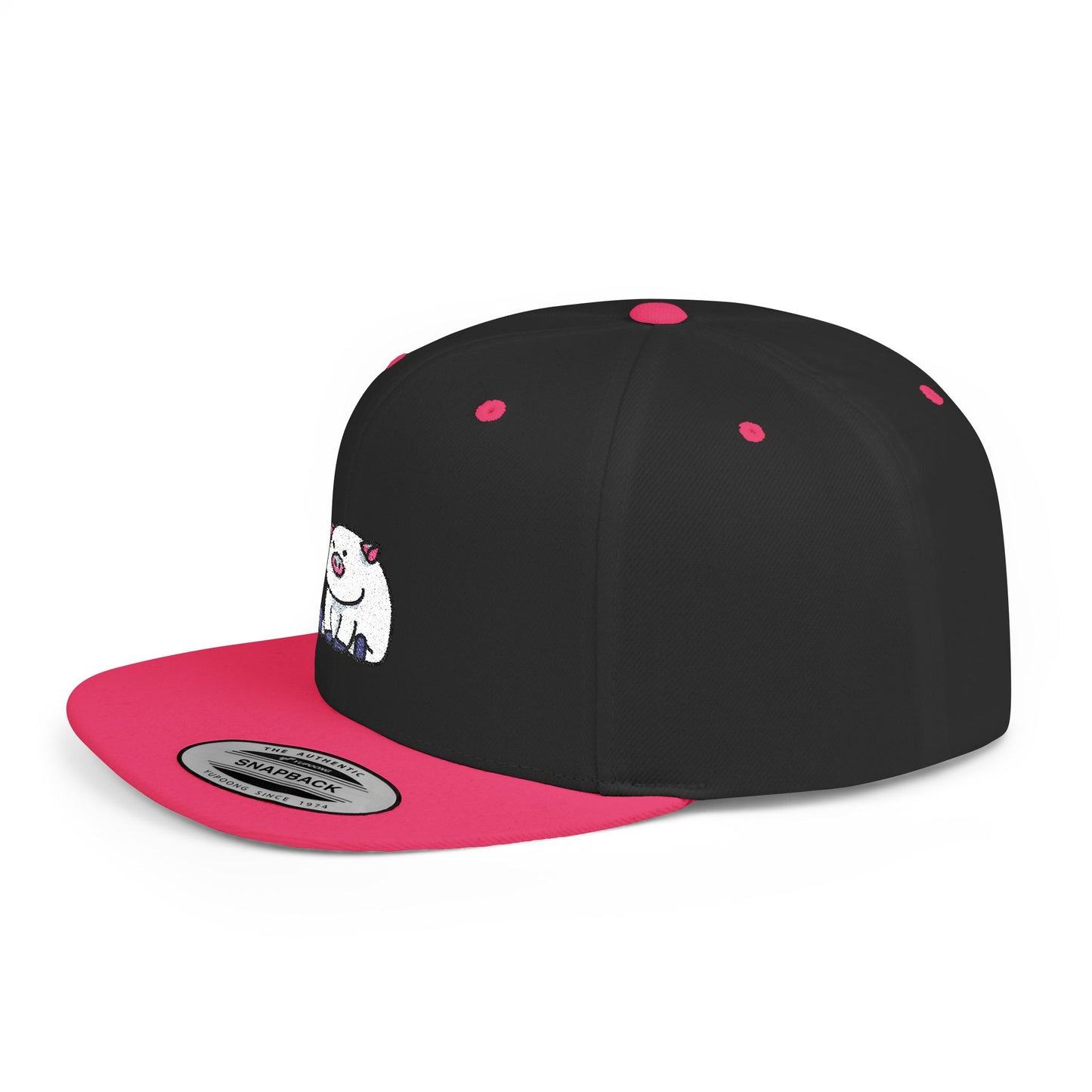 Icons Embroidered Pig Flat Bill Snapback – Lightweight, Custom Fit, Premium Quality