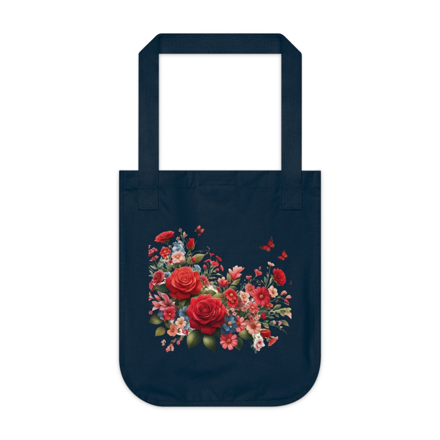 Flowers Red Rose Floral Organic Canvas Tote Bag - Eco-Friendly Carryall for Everyday Use