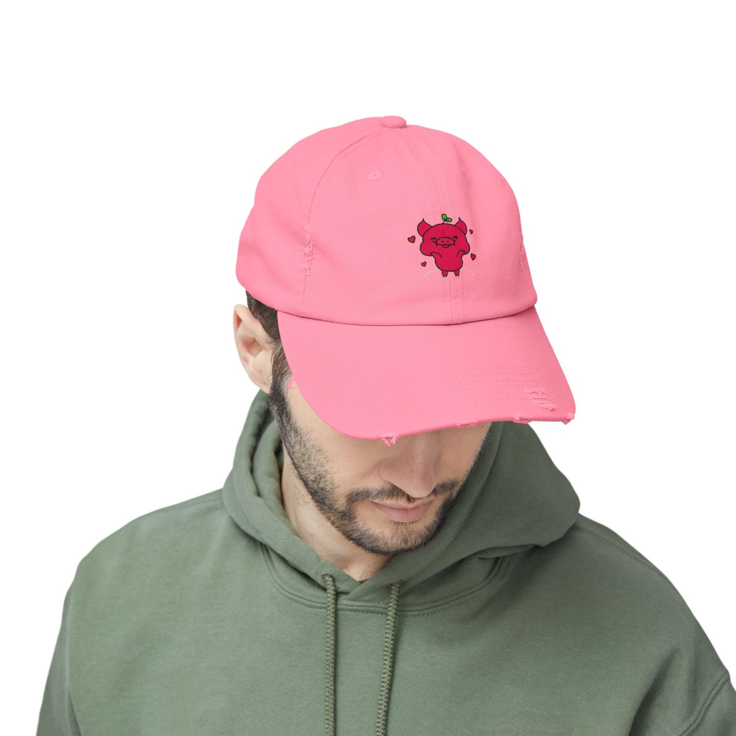 Pig Vintage Distressed Dad Hat Unisex Adjustable Cotton Twill Baseball Cap for Casual Everyday Wear