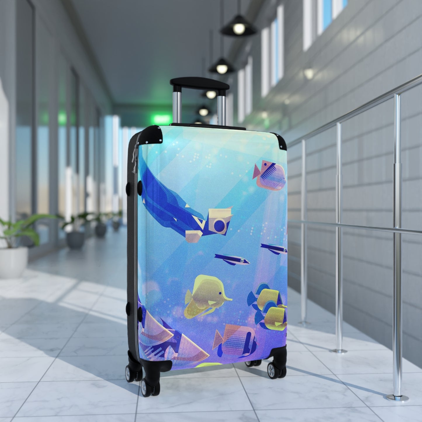 Abstract Underwater Fish Art Carry-On Suitcase - Stylish Luggage for Travelers