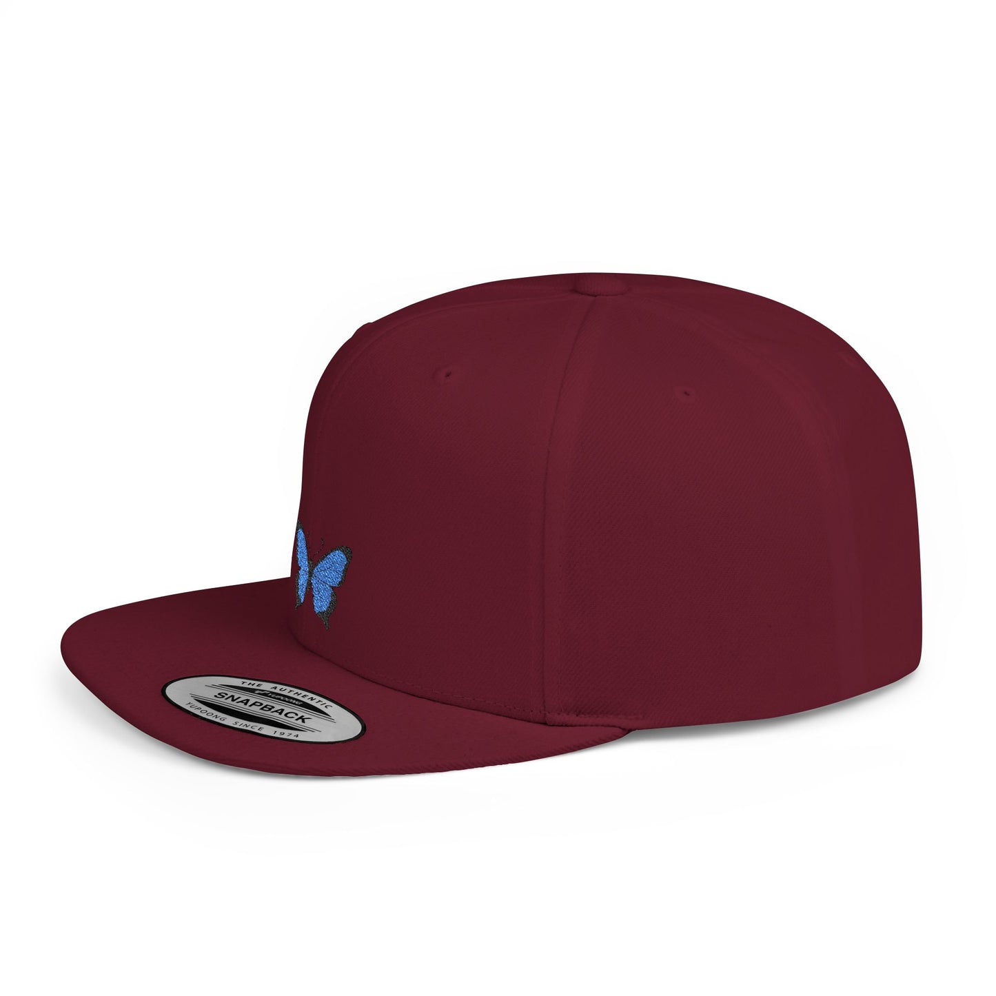 Icons Embroidered Butterfly Flat Bill Snapback – Lightweight, Custom Fit, Premium Quality