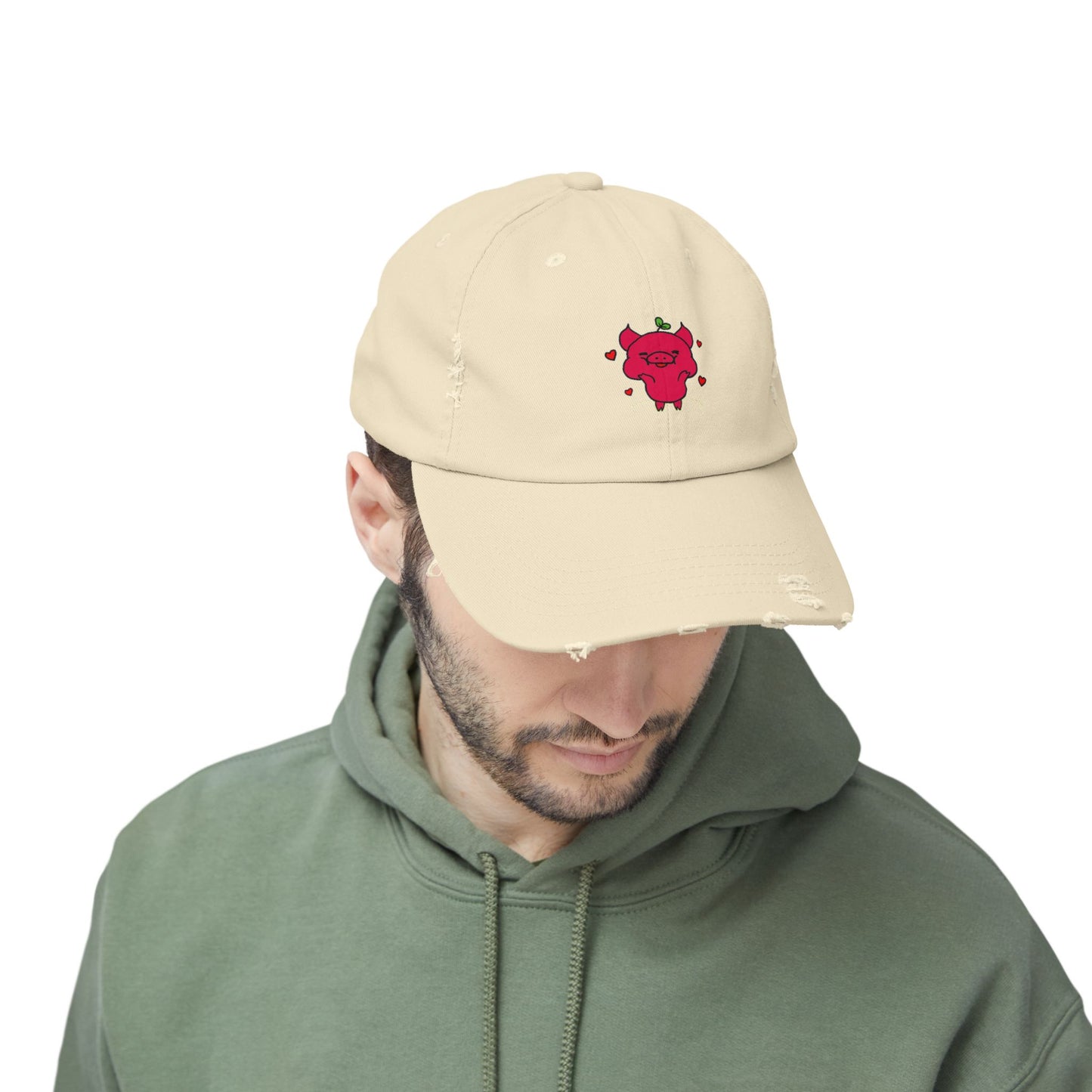 Pig Vintage Distressed Dad Hat Unisex Adjustable Cotton Twill Baseball Cap for Casual Everyday Wear