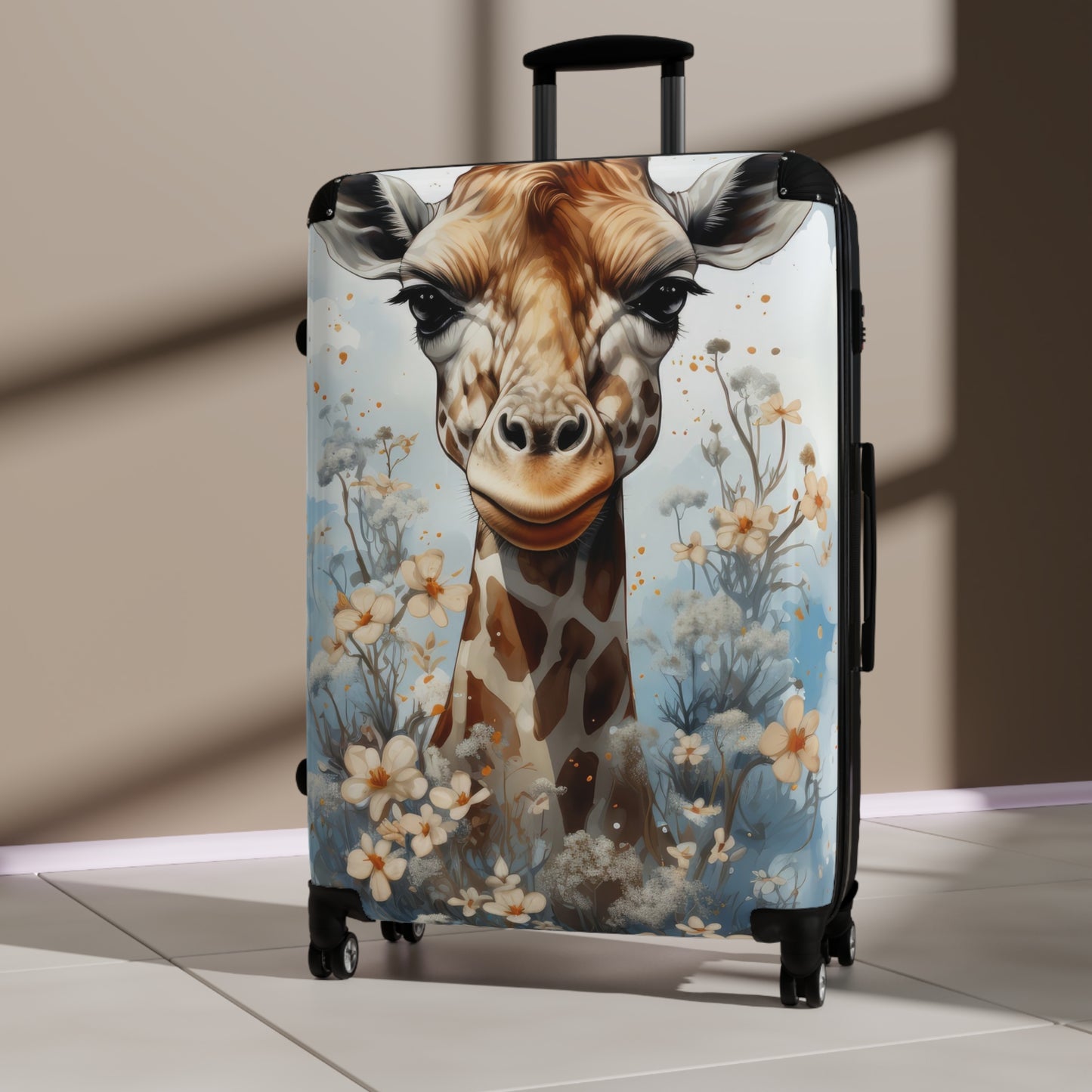 Nature Giraffe Floral Flowers Art Carry-On Suitcase - Stylish Luggage for Travelers