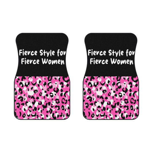 Leopard Pattern Fierce Style for Fierce Women Car Floor Mats – 2-Piece Front Set, Durable & Stylish, Universal Fit