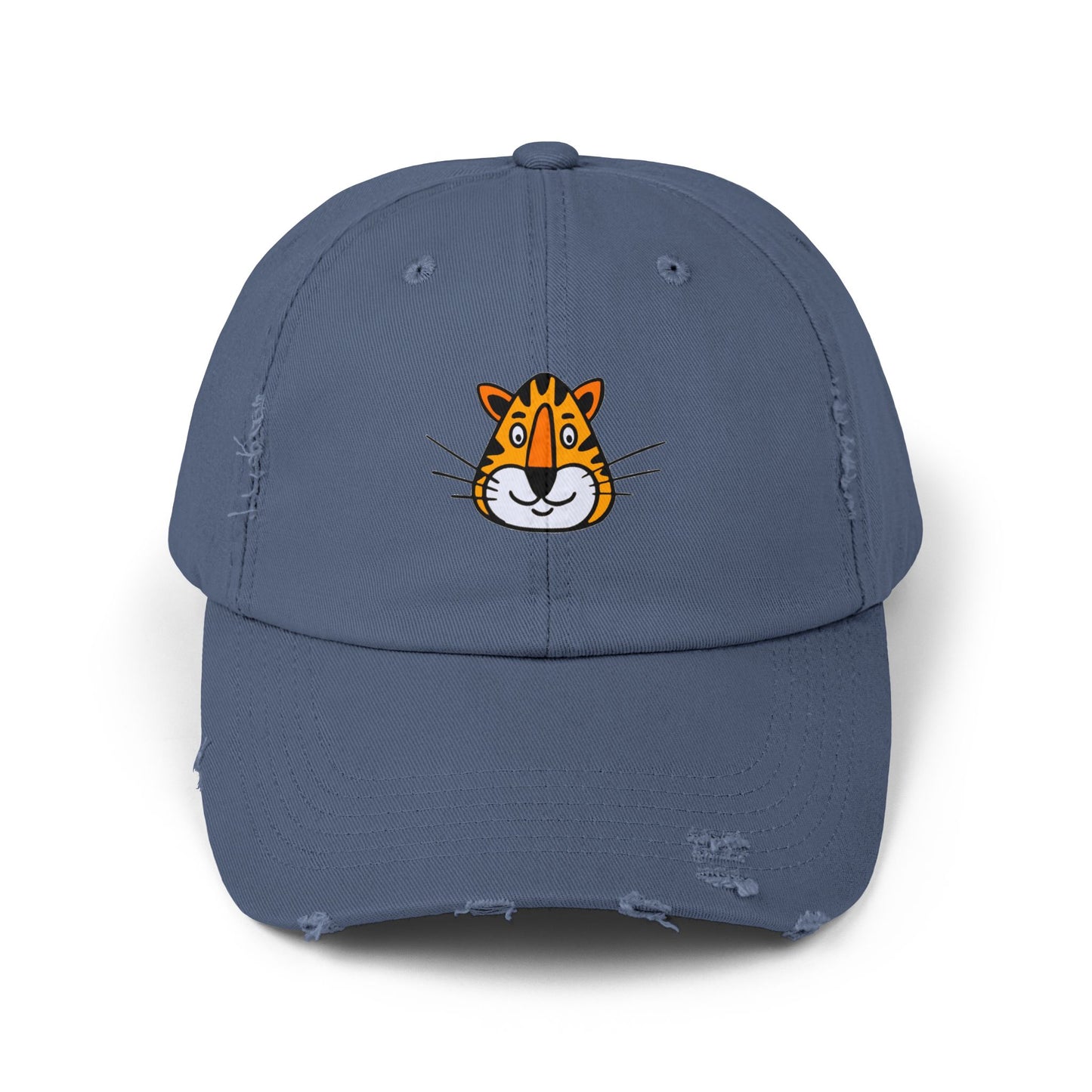 Tiger Face Vintage Distressed Dad Hat Unisex Adjustable Cotton Twill Baseball Cap for Casual Everyday Wear