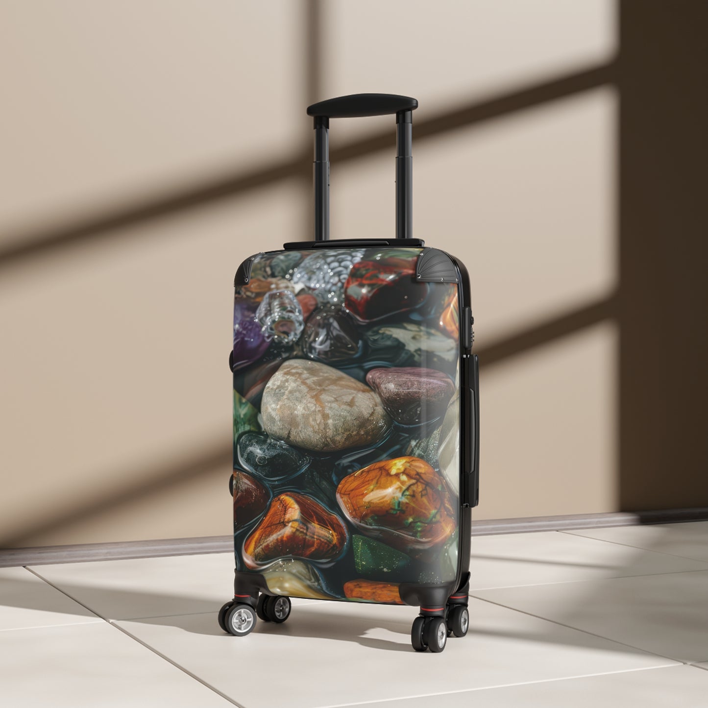 Nature Polished Stone Art Carry-On Suitcase - Stylish Luggage for Travelers