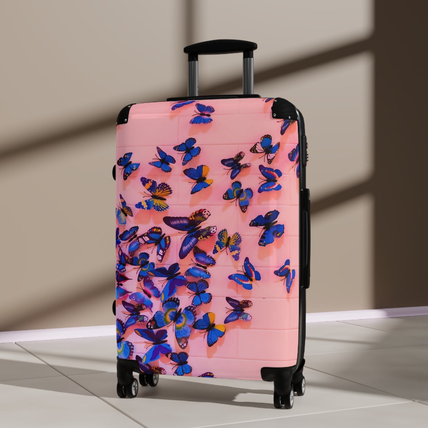 Nature Butterflies Blue Pink Art Carry-On Suitcase - Stylish Luggage for Travelers