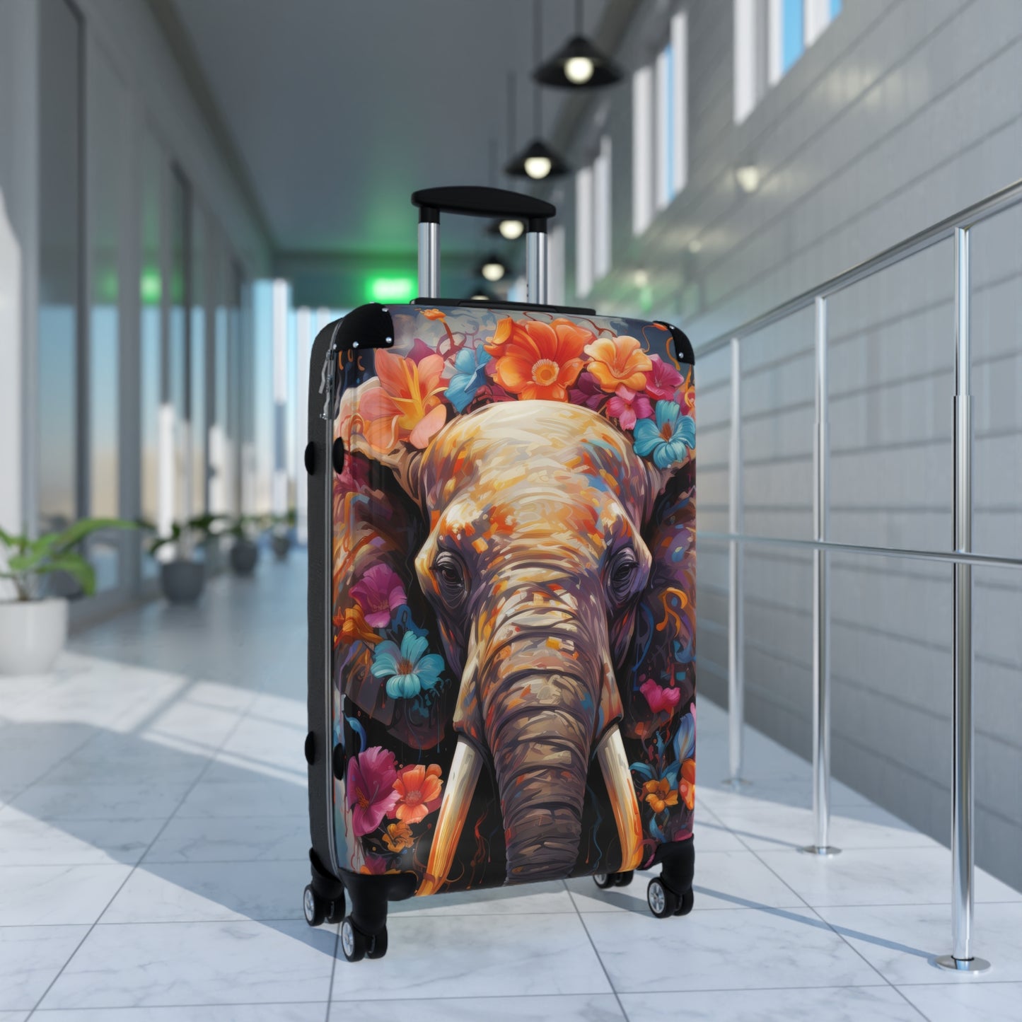 Nature Elephant Floral Flowers Art Carry-On Suitcase - Stylish Luggage for Travelers