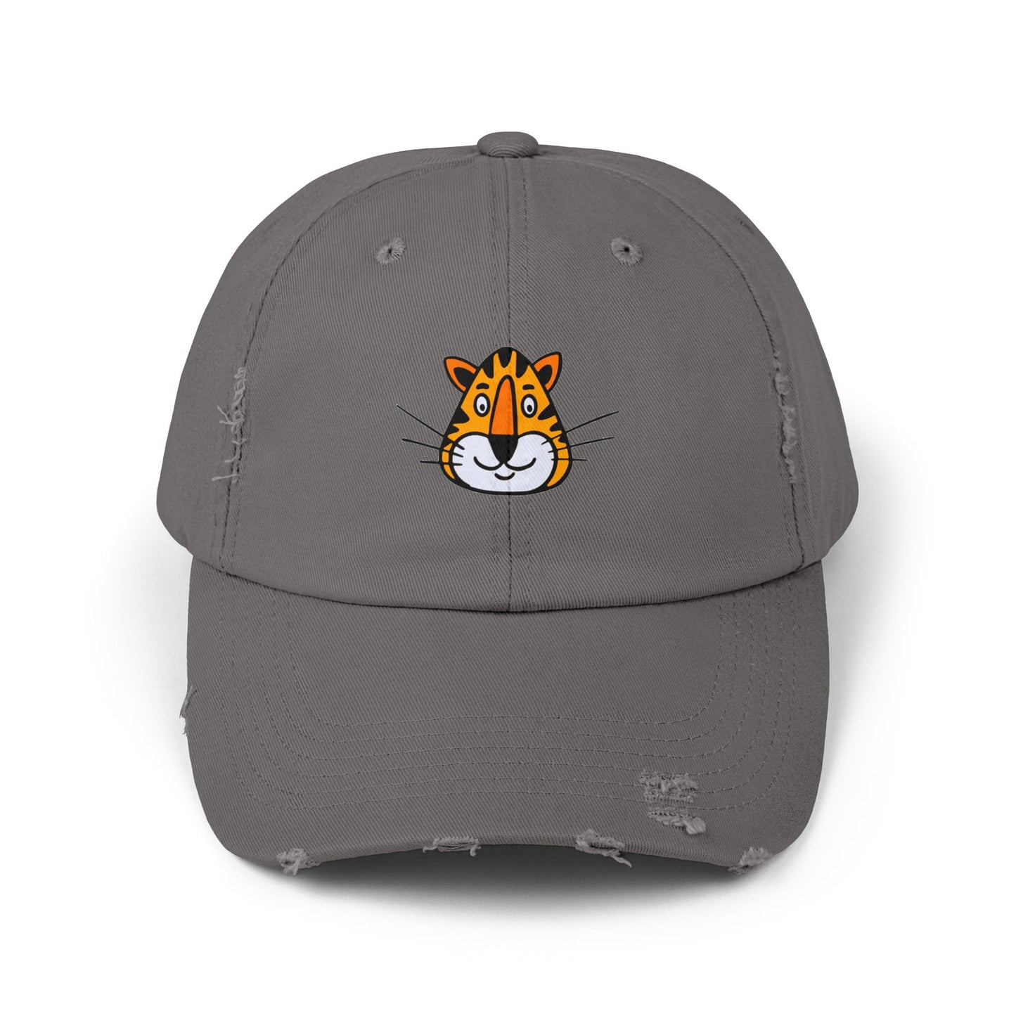 Tiger Face Vintage Distressed Dad Hat Unisex Adjustable Cotton Twill Baseball Cap for Casual Everyday Wear