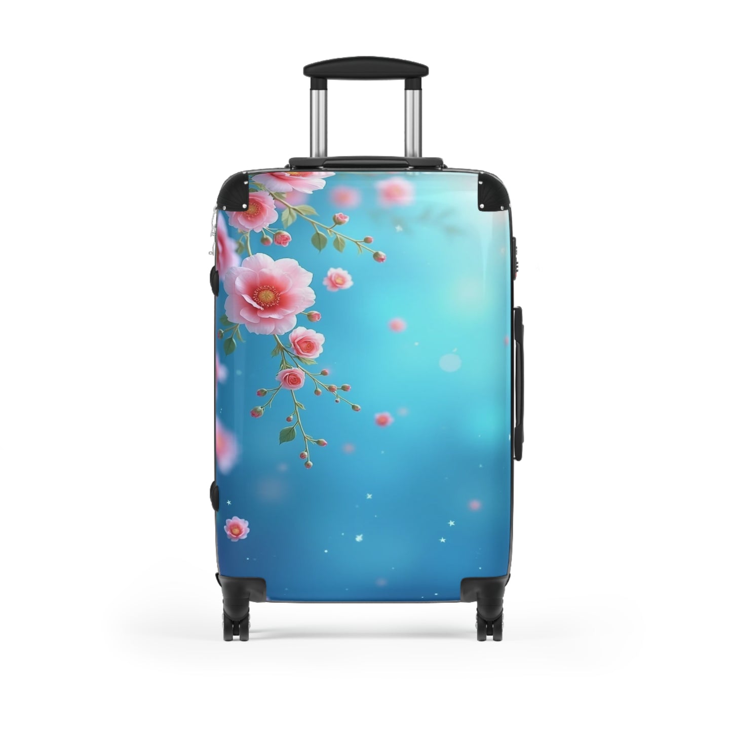 Nature Flowers Floral Blue Background Art Carry-On Suitcase - Stylish Luggage for Travelers