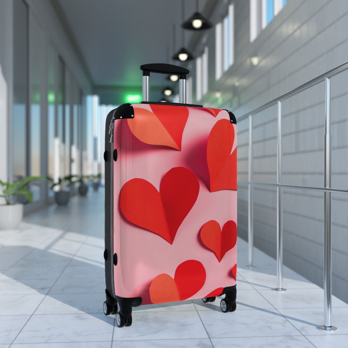 Love Red Hearts Pastel Art Carry-On Suitcase - Stylish Luggage for Travelers