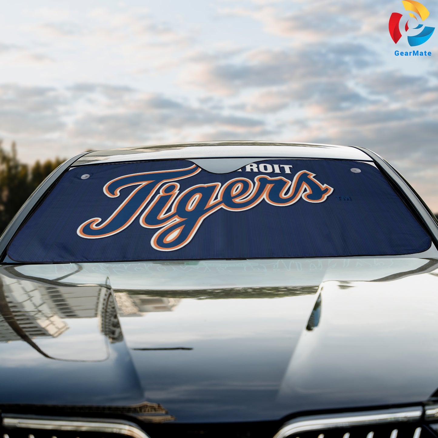 Detroit Tigers MLB Baseball Team Letters Background Reflective Car Sunshade – Premium Heat & UV Protection, Universal Fit