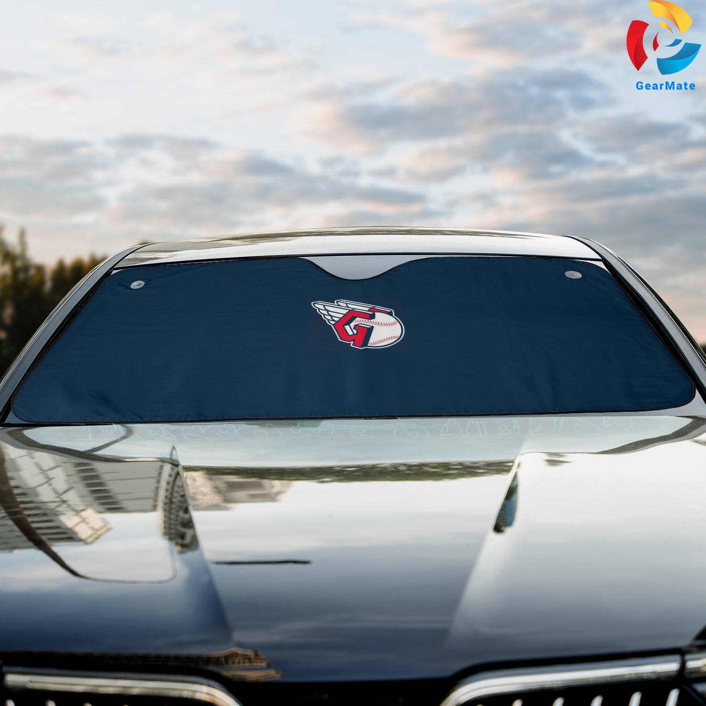 Cleveland Guardians MLB Baseball Team Logo Background Reflective Car Sunshade – Premium Heat & UV Protection, Universal Fit