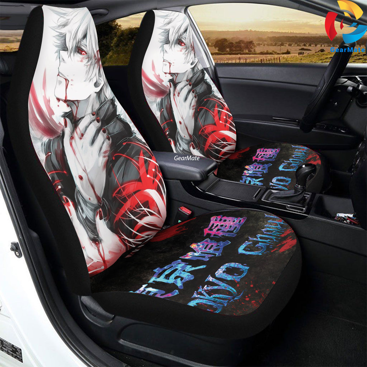 Tokyo Ghoul Red Anime Car Seat Covers – High Quality Graphic and Polar Fleece Protector Set