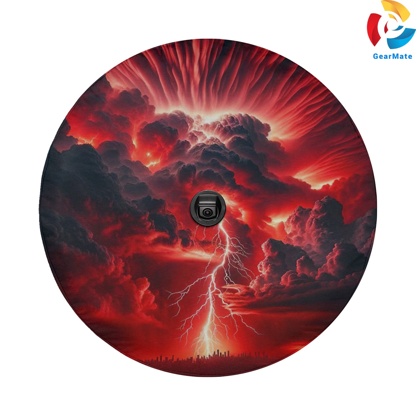 Lighting In Red Skye Spare Tire Cover – Premium Waterproof UV Resistant Protector