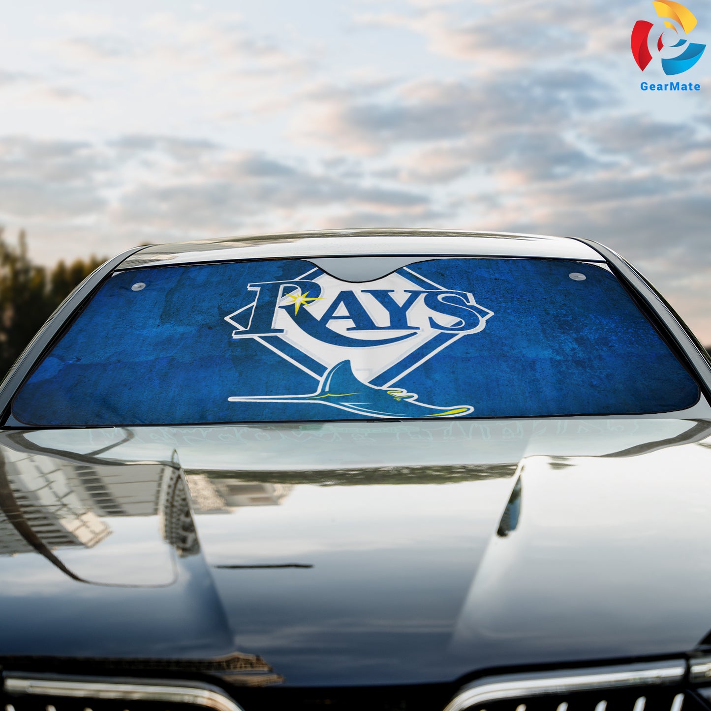 Tampa Bay Rays MLB Baseball Blue Ocean Car Cover Reflective Car Sunshade – Premium Heat & UV Protection, Universal Fit