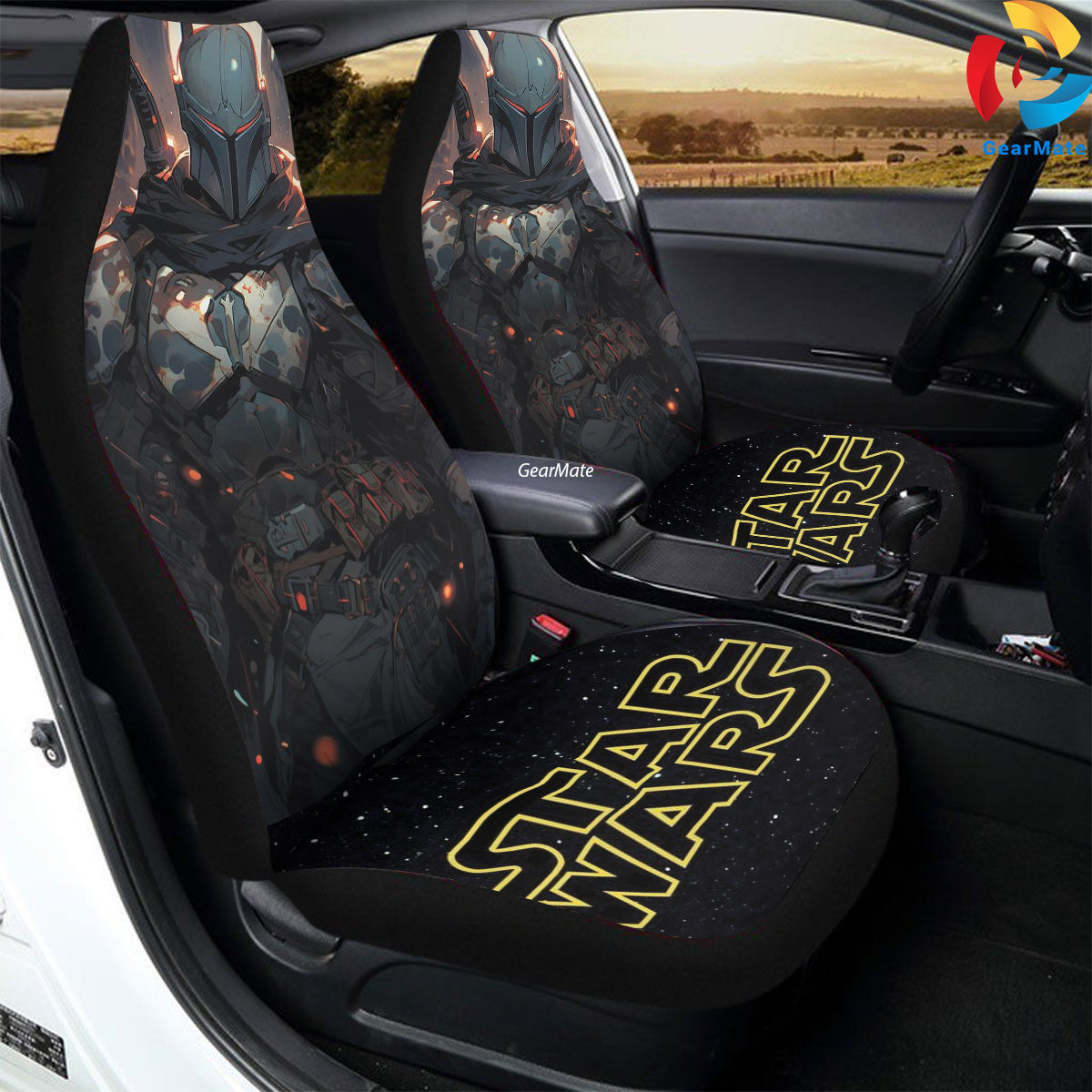 Starwars The Mandalorian Car Seat Covers – High Quality Graphic and Polar Fleece Protector Set
