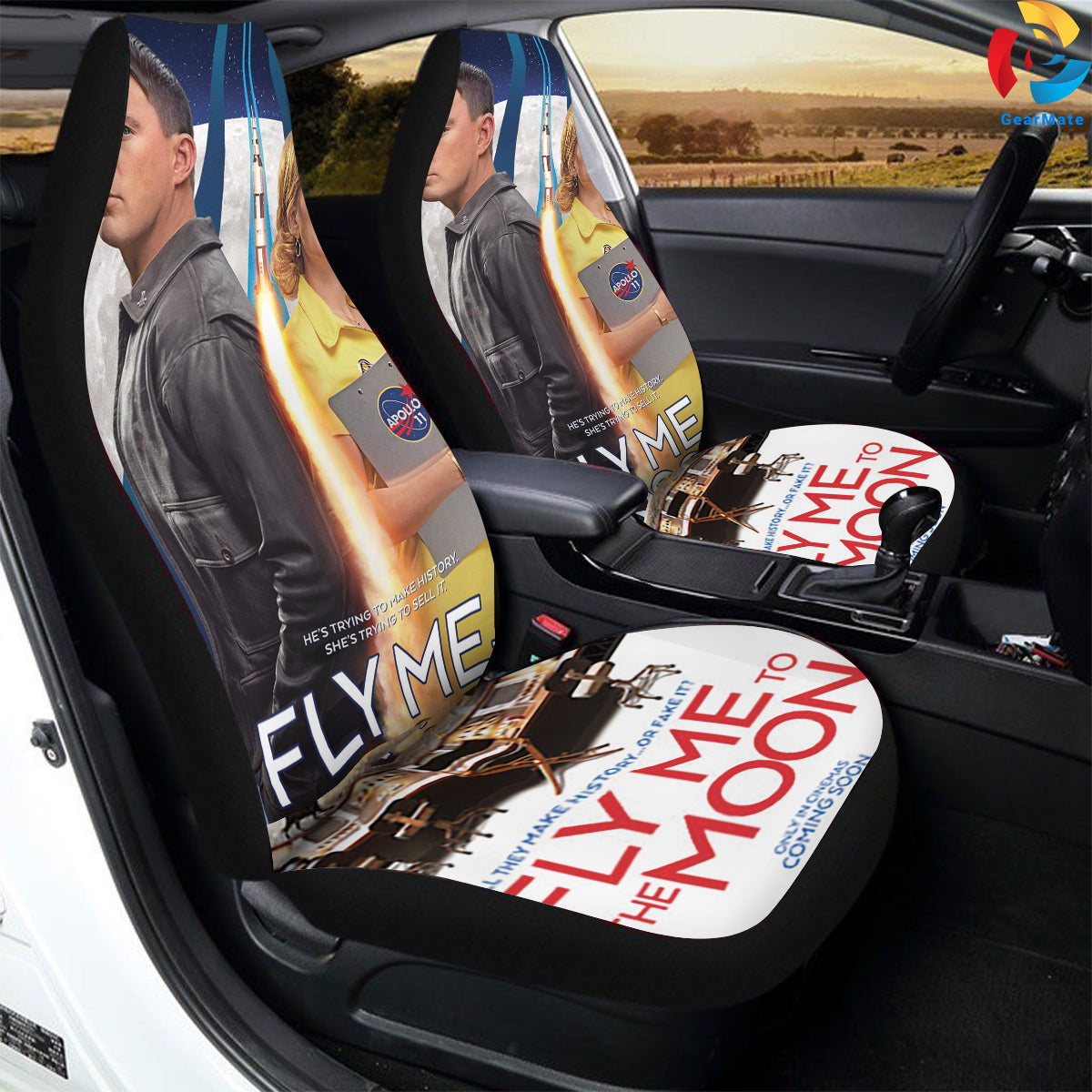 Fly Me To The Moon Car Seat Covers – High Quality Graphic and Polar Fleece Protector Set