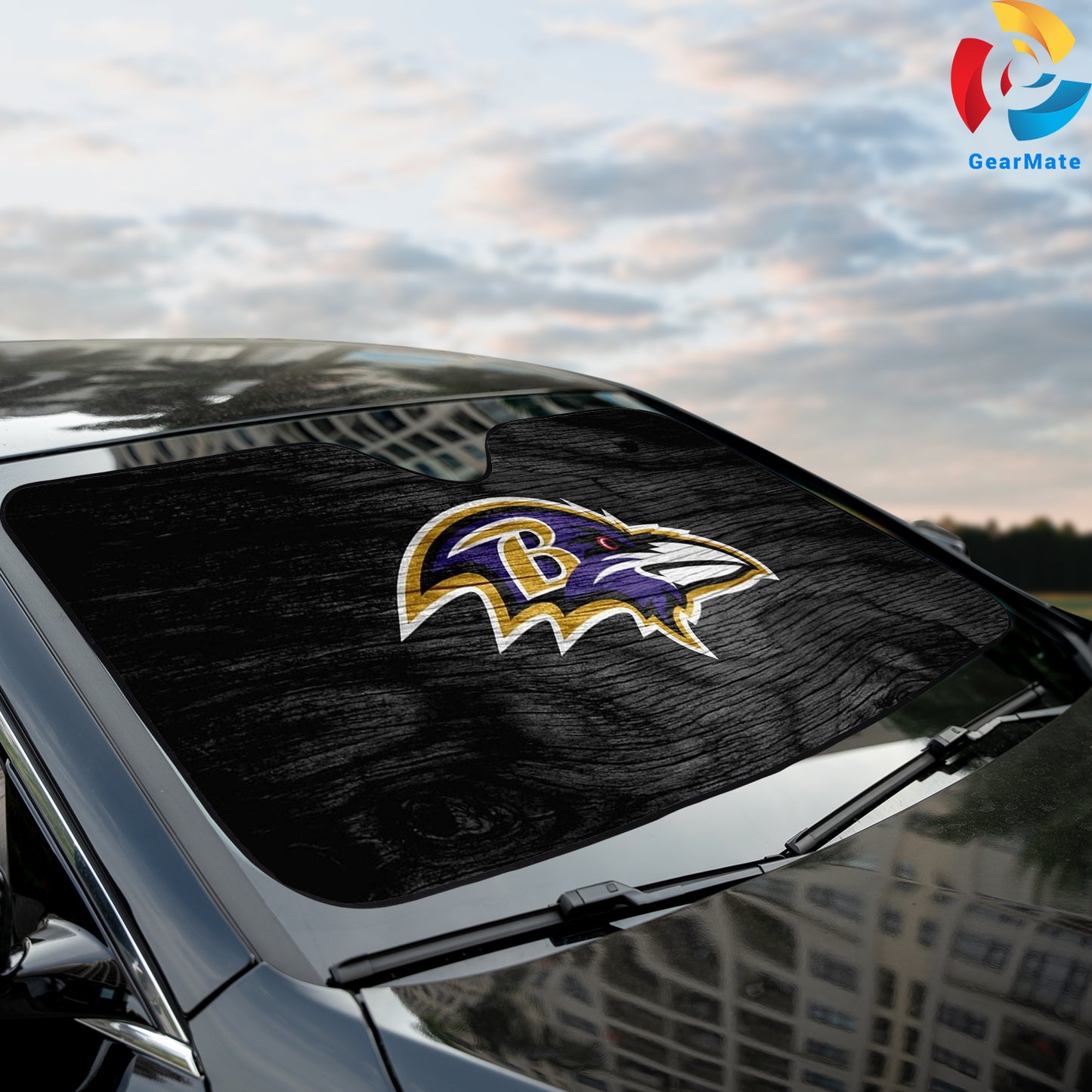 Baltimore Ravens NFL Football Team Reflective Car Sunshade – Premium Heat & UV Protection, Universal Fit
