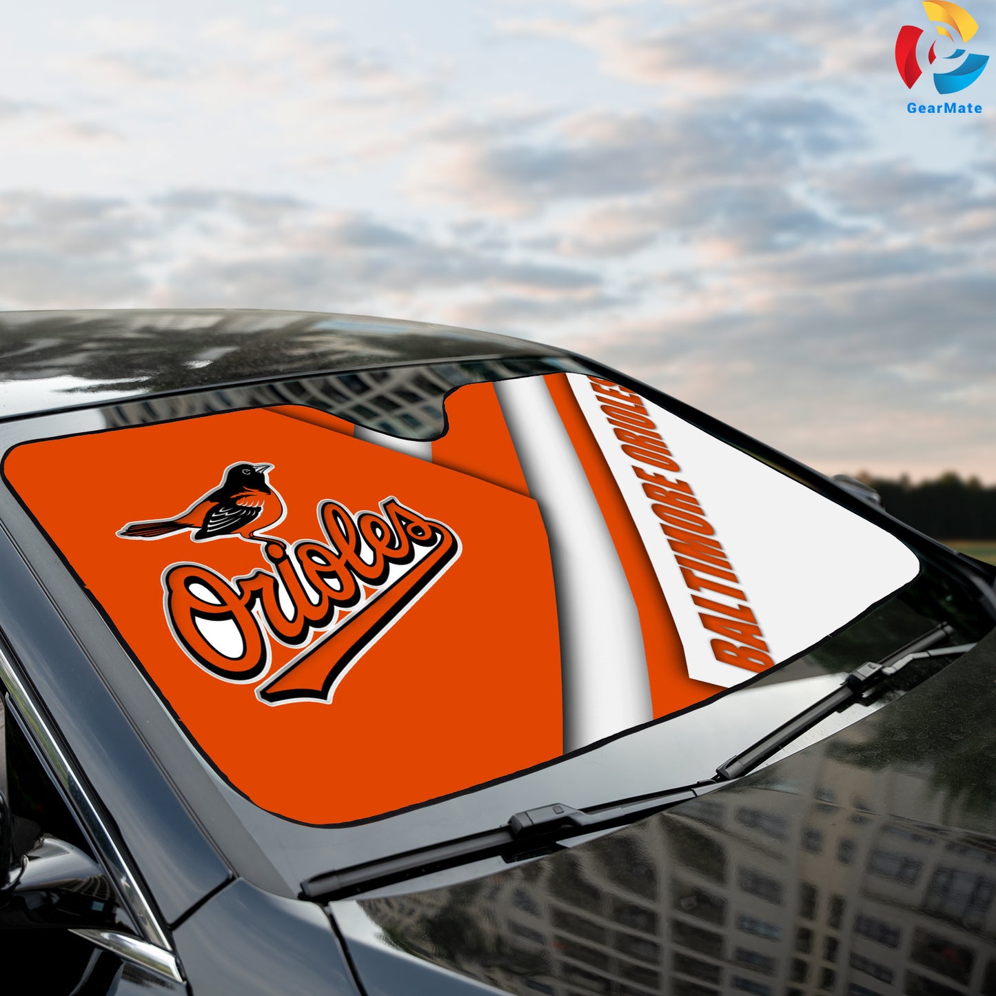 Baltimore Orioles Team Pride Reflective Car Sunshade – Premium Heat & UV Protection, Universal Fit