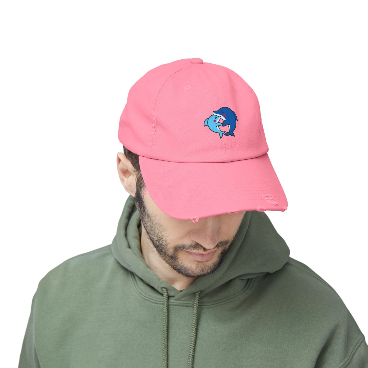 Dolphin Couple Vintage Distressed Dad Hat Unisex Adjustable Cotton Twill Baseball Cap for Casual Everyday Wear