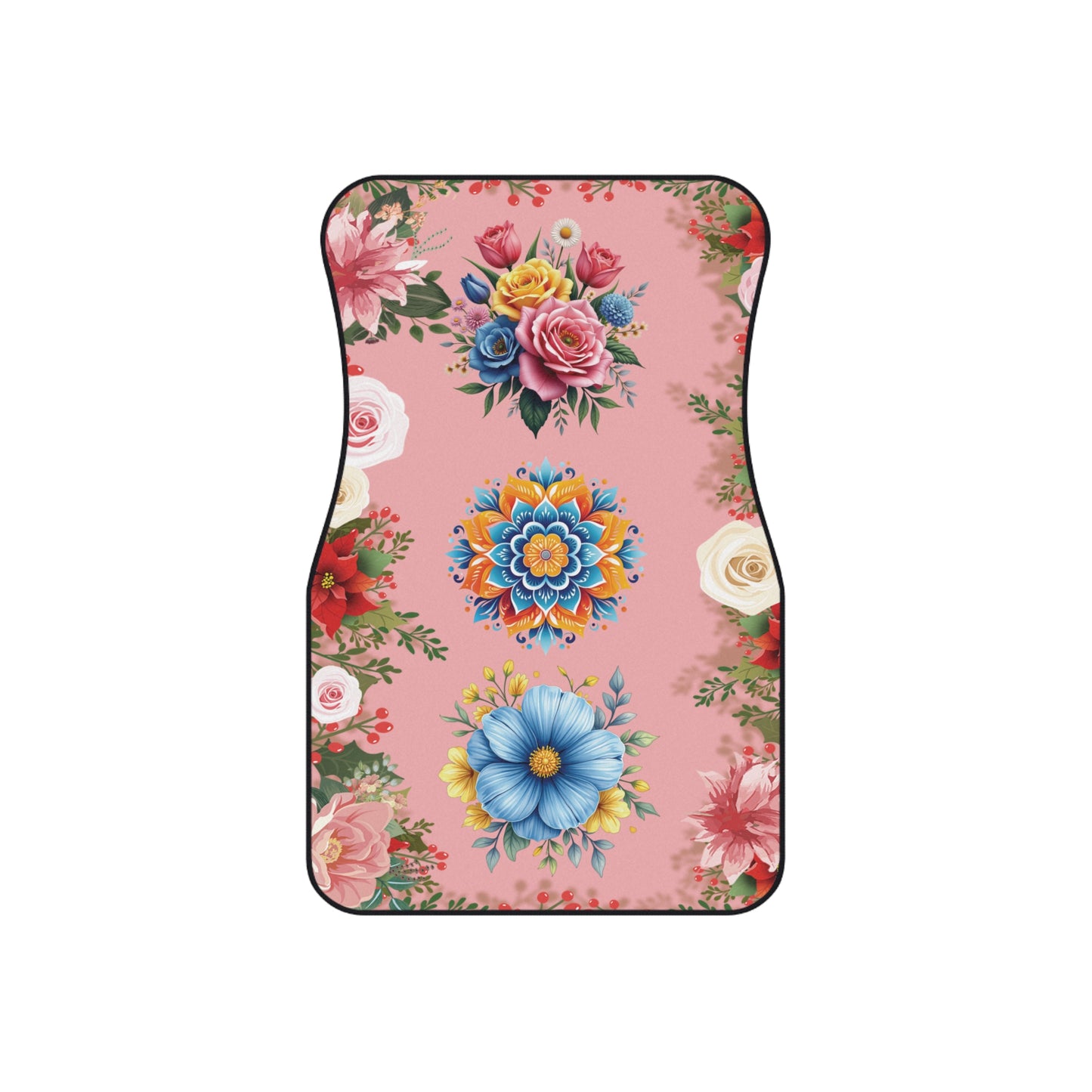 Flowers Variety Car Floor Mats – 2-Piece Front Set, Durable & Stylish, Universal Fit