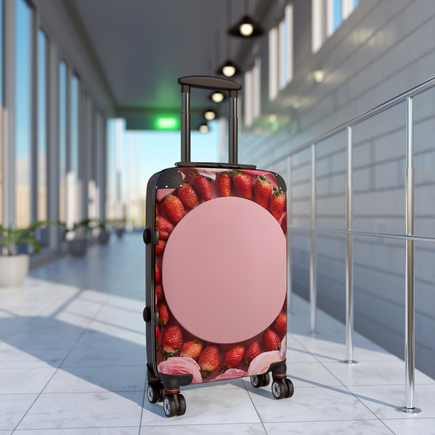 Nature Flowers Floral Pink Strawberries Art Carry-On Suitcase - Stylish Luggage for Travelers