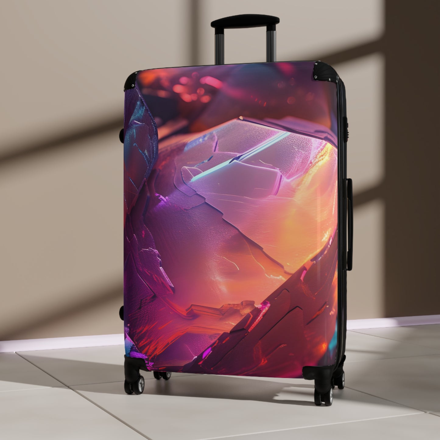 Abstract Gemstone Crystals Art Carry-On Suitcase - Stylish Luggage for Travelers