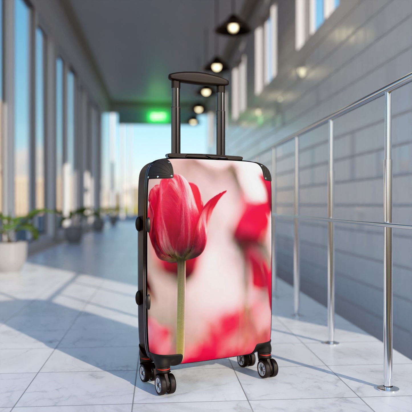 Nature Flowers Floral Field of Red Tulips Art Carry-On Suitcase - Stylish Luggage for Travelers