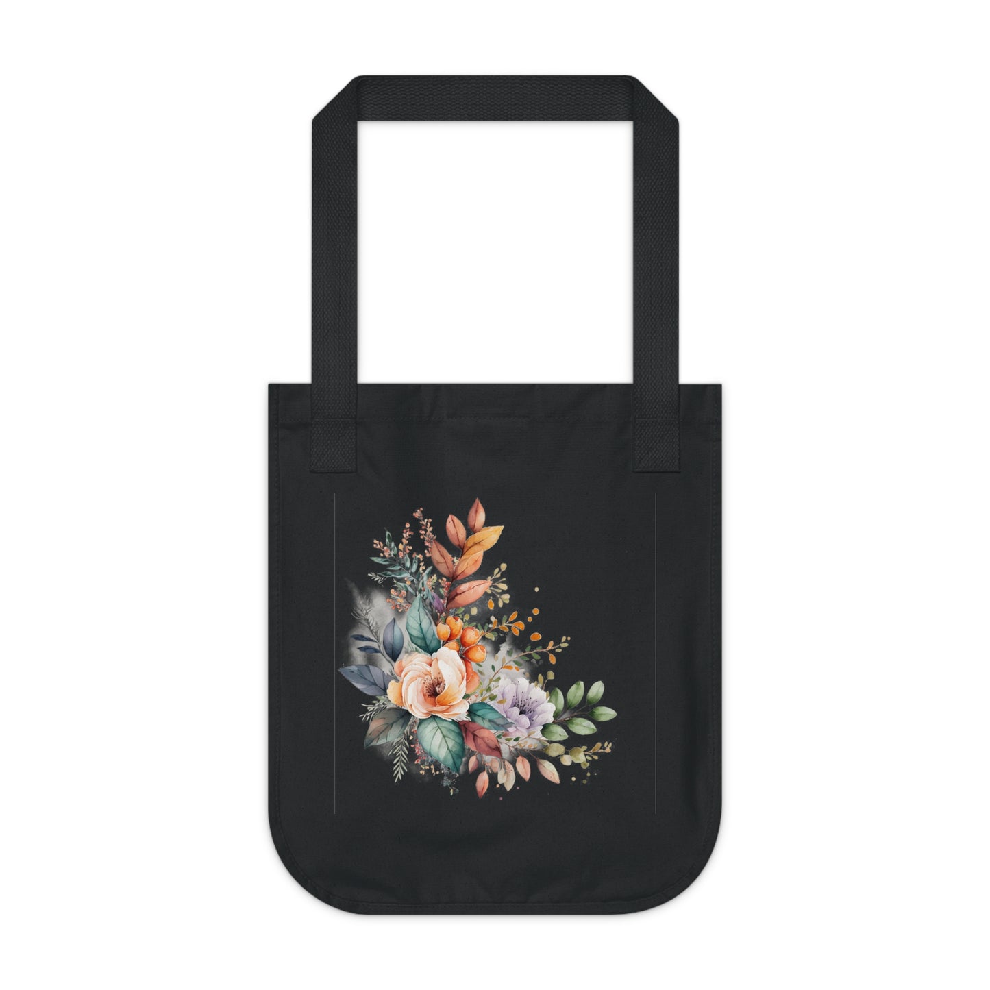 Flowers Watercolor Floral Organic Canvas Tote Bag - Eco-Friendly Carryall for Everyday Use