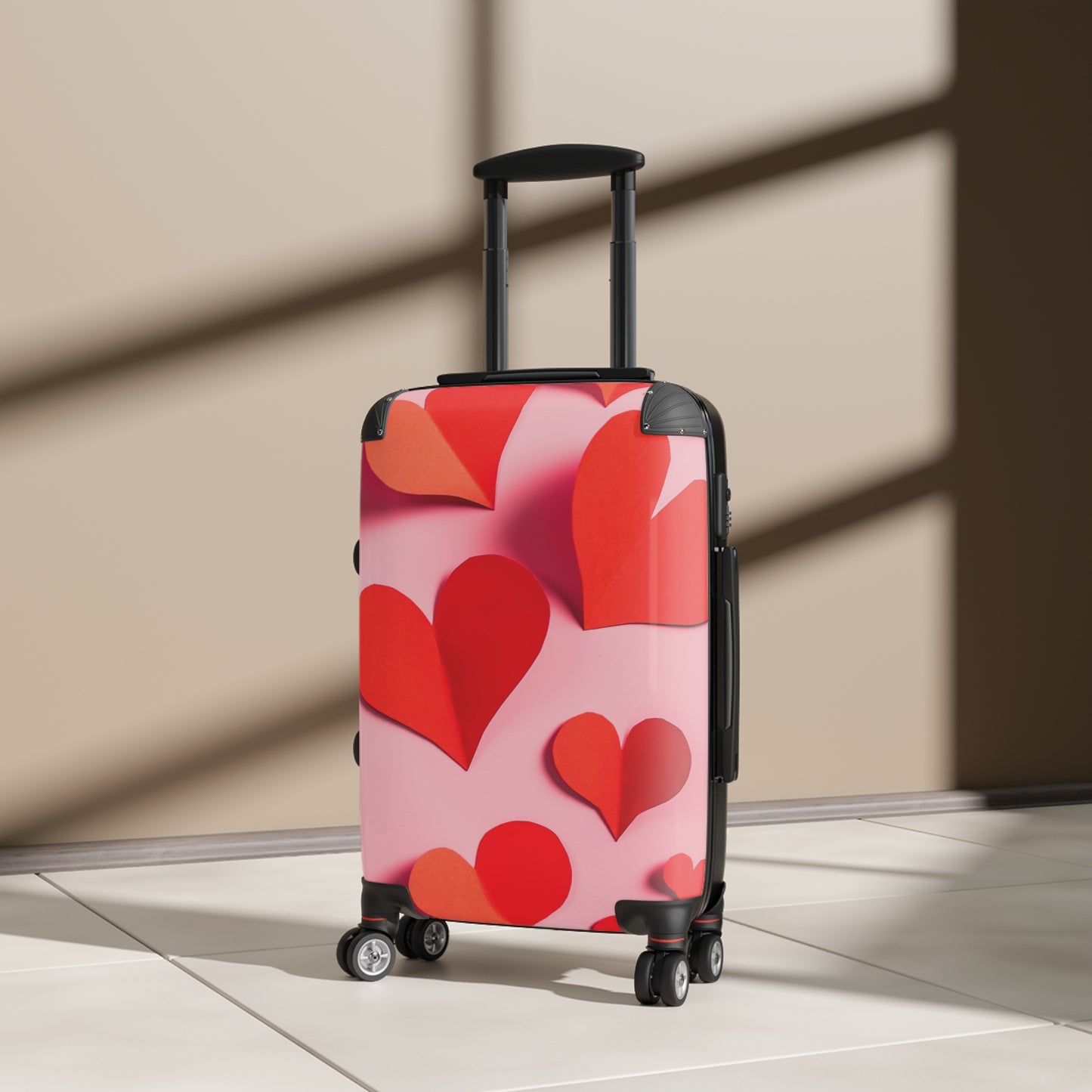 Love Red Hearts Pastel Art Carry-On Suitcase - Stylish Luggage for Travelers