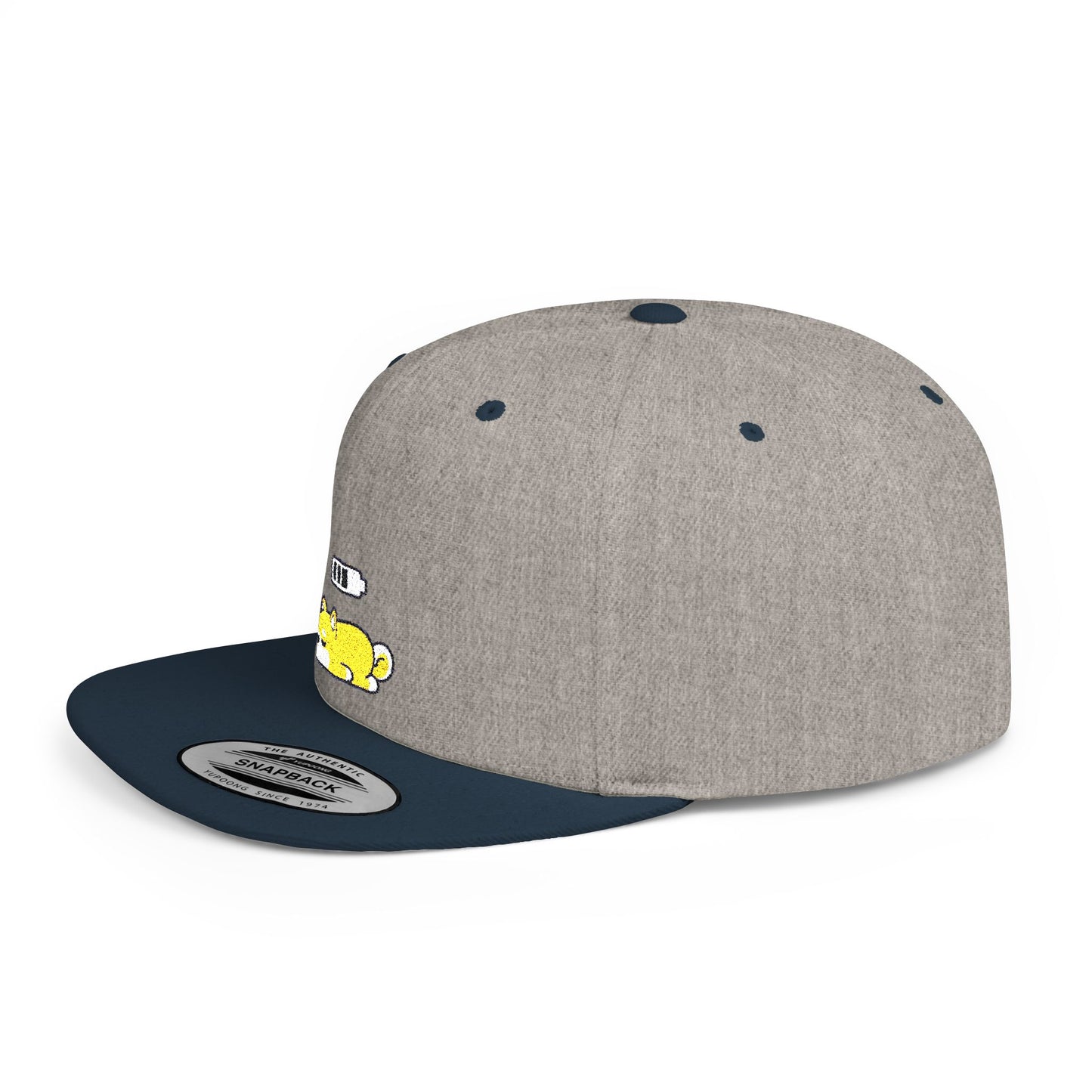 Icons Embroidered Shiba Inu Battery Flat Bill Snapback – Lightweight, Custom Fit, Premium Quality